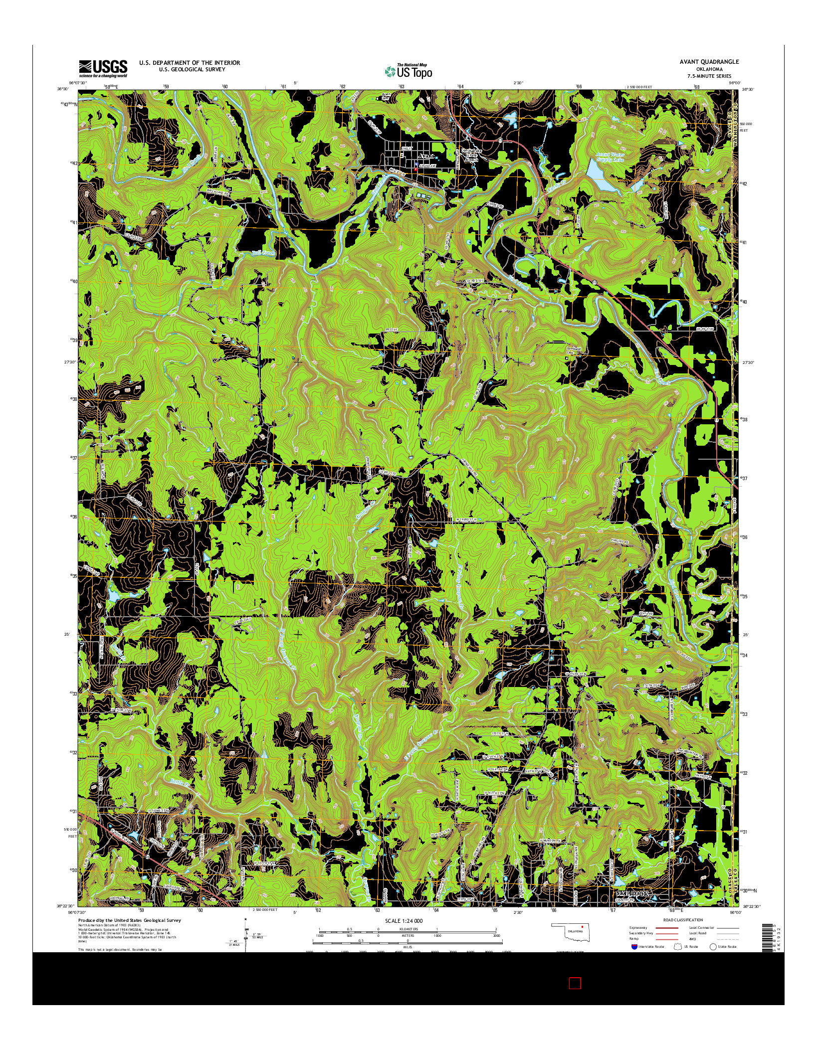 USGS US TOPO 7.5-MINUTE MAP FOR AVANT, OK 2016