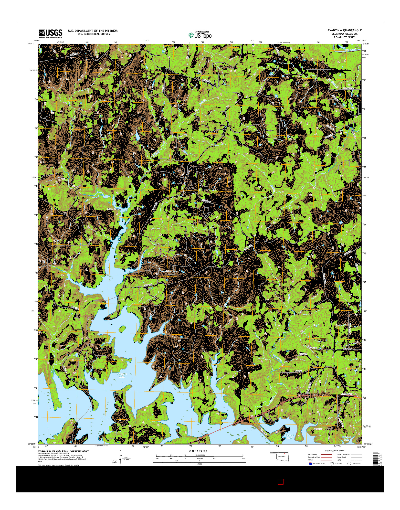 USGS US TOPO 7.5-MINUTE MAP FOR AVANT NW, OK 2016