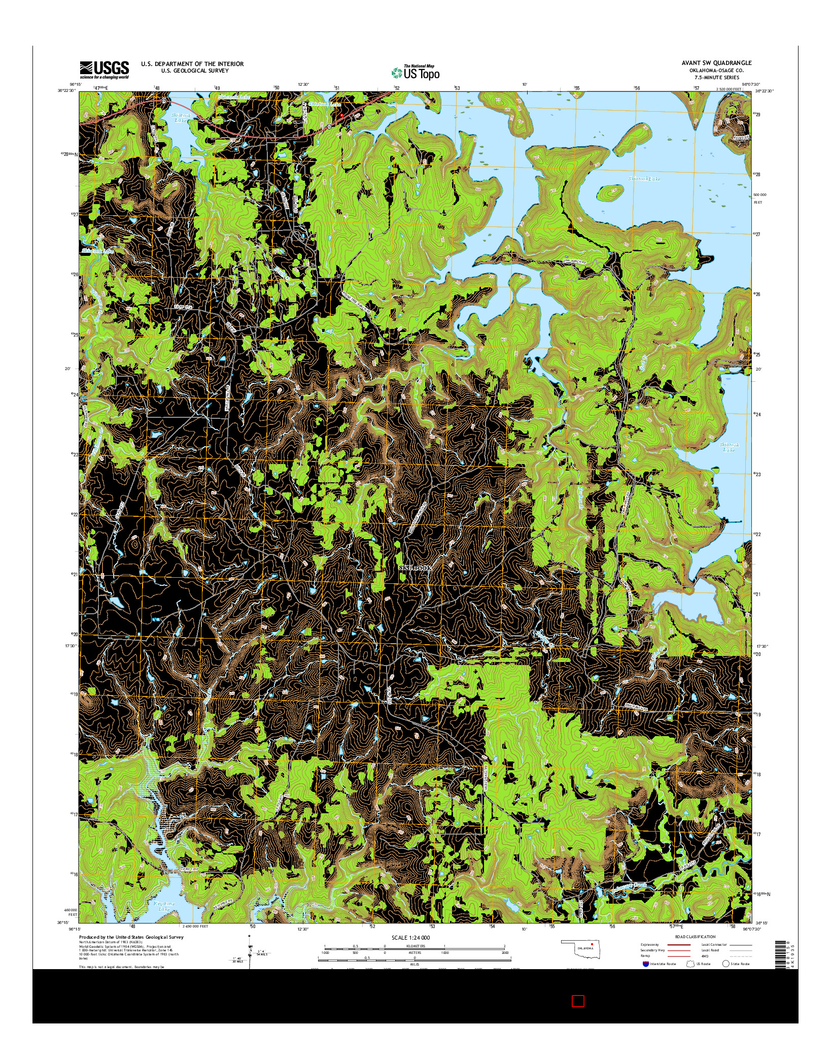 USGS US TOPO 7.5-MINUTE MAP FOR AVANT SW, OK 2016