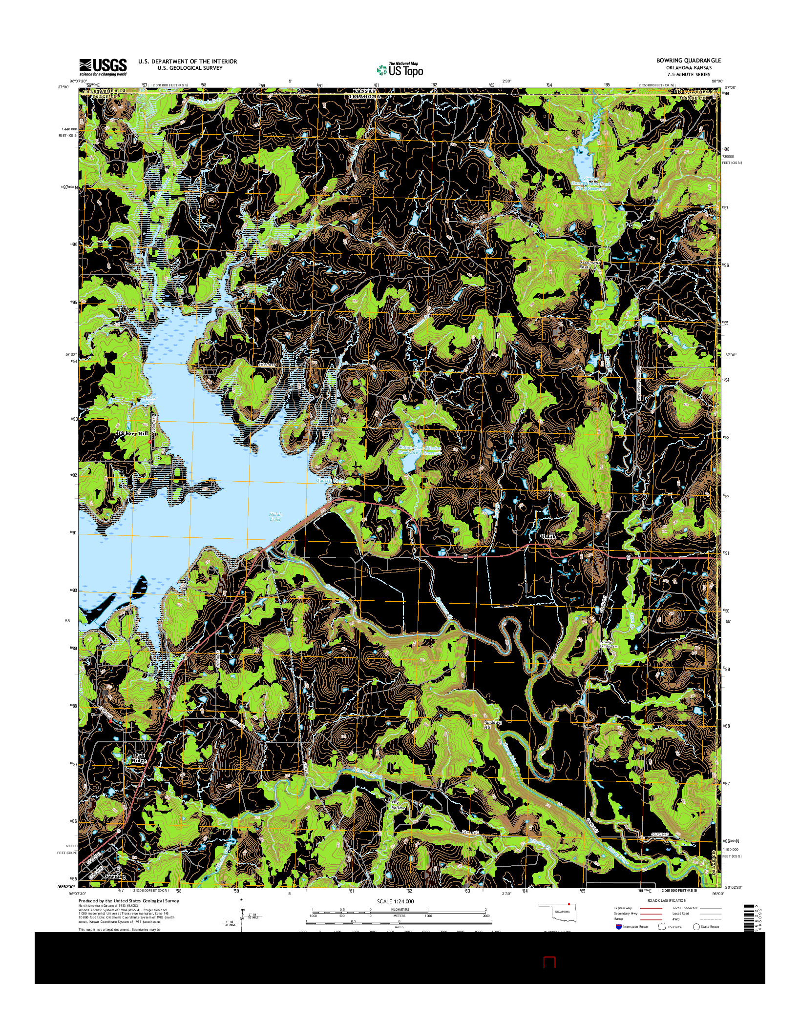 USGS US TOPO 7.5-MINUTE MAP FOR BOWRING, OK-KS 2016