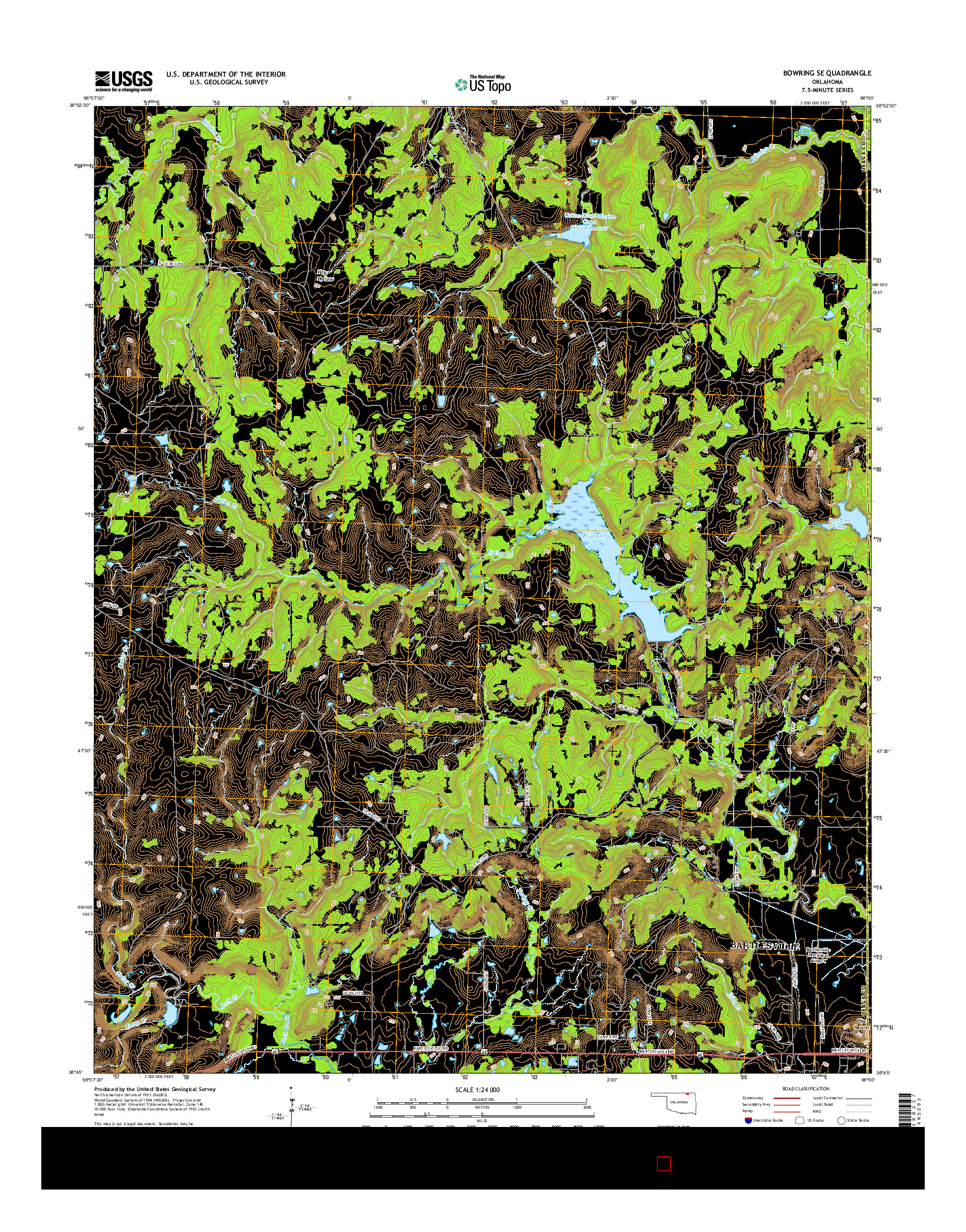 USGS US TOPO 7.5-MINUTE MAP FOR BOWRING SE, OK 2016