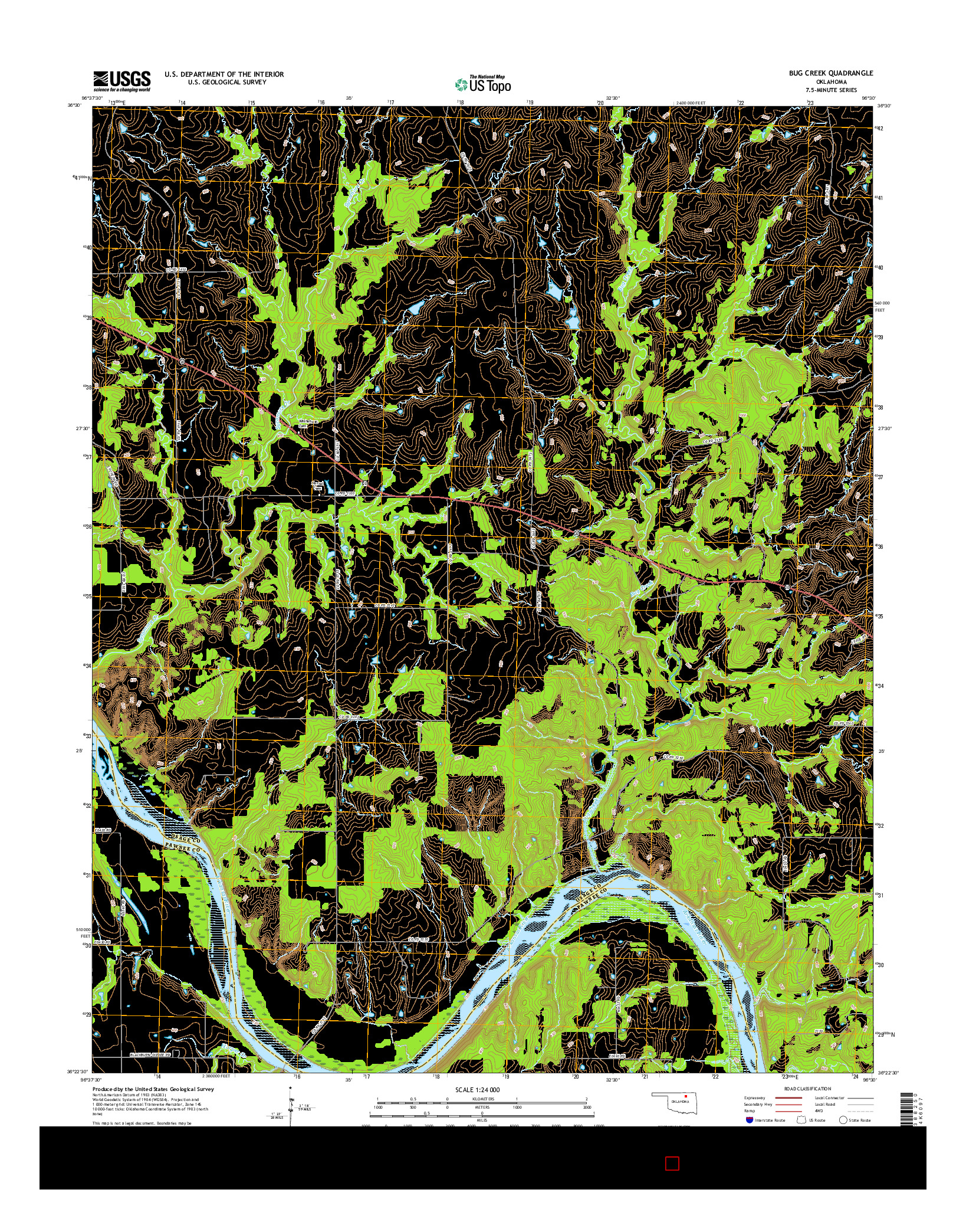USGS US TOPO 7.5-MINUTE MAP FOR BUG CREEK, OK 2016