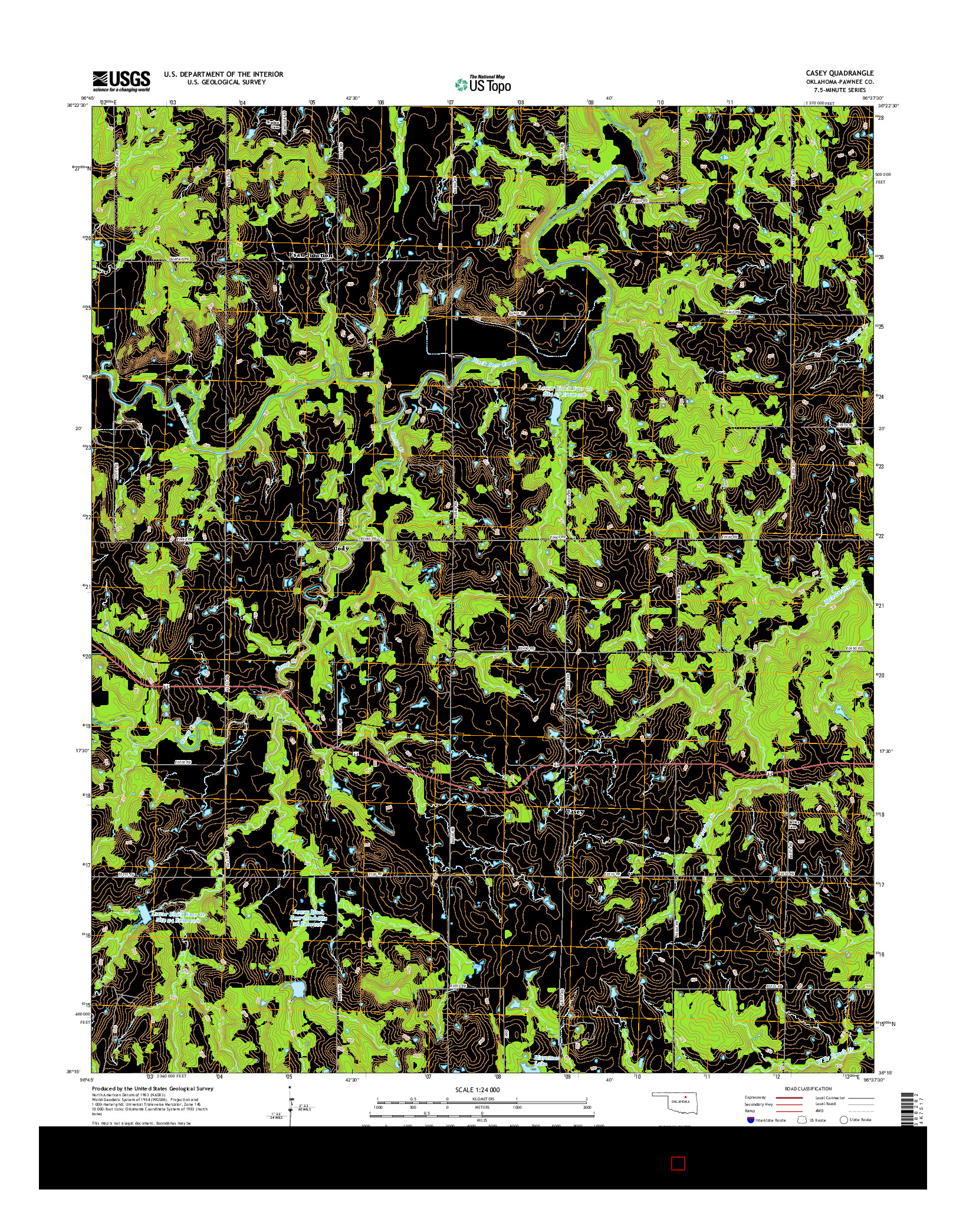 USGS US TOPO 7.5-MINUTE MAP FOR CASEY, OK 2016
