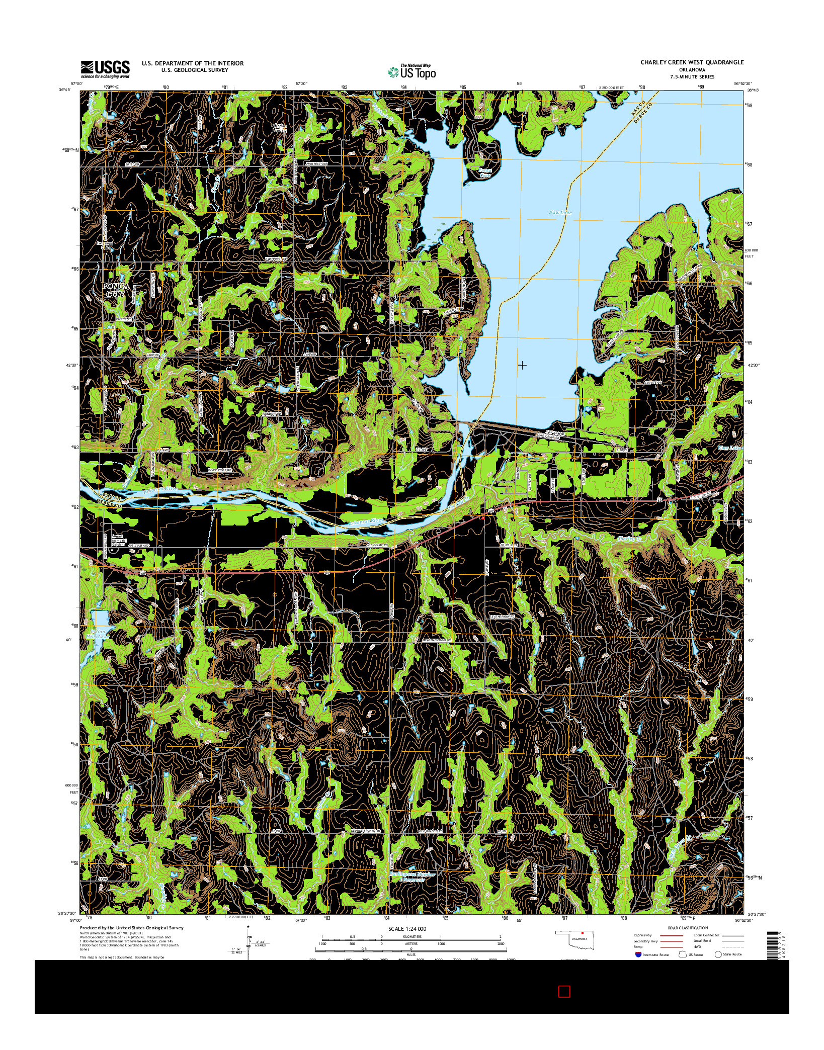 USGS US TOPO 7.5-MINUTE MAP FOR CHARLEY CREEK WEST, OK 2016