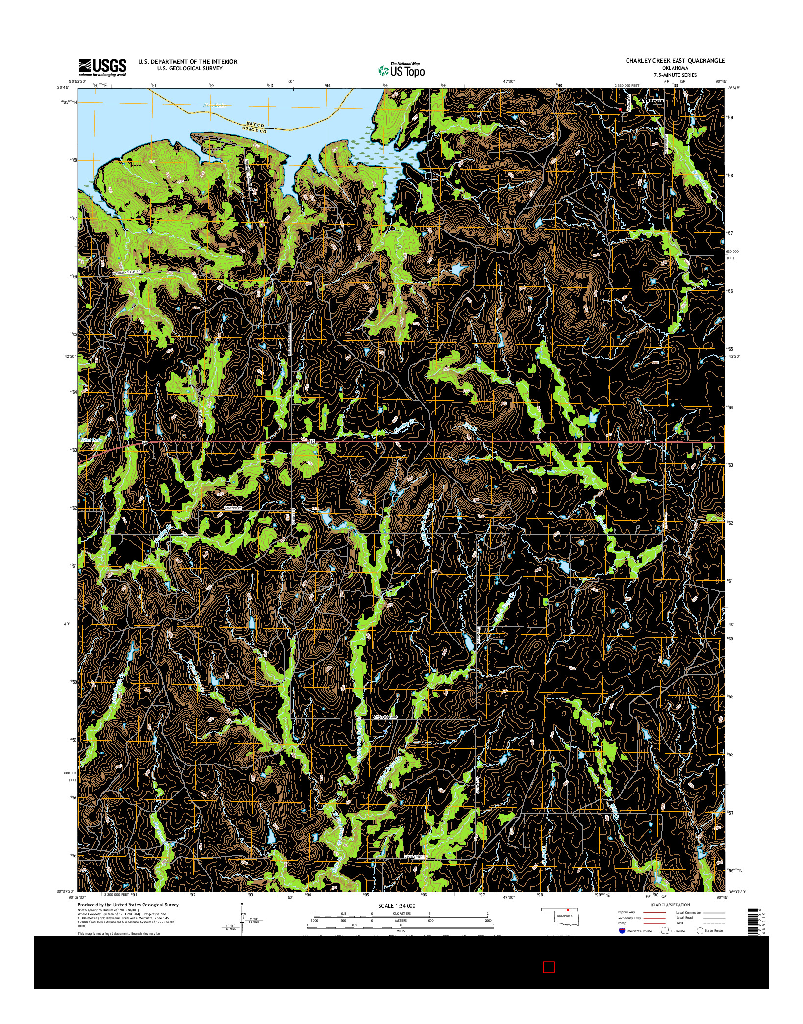 USGS US TOPO 7.5-MINUTE MAP FOR CHARLEY CREEK EAST, OK 2016