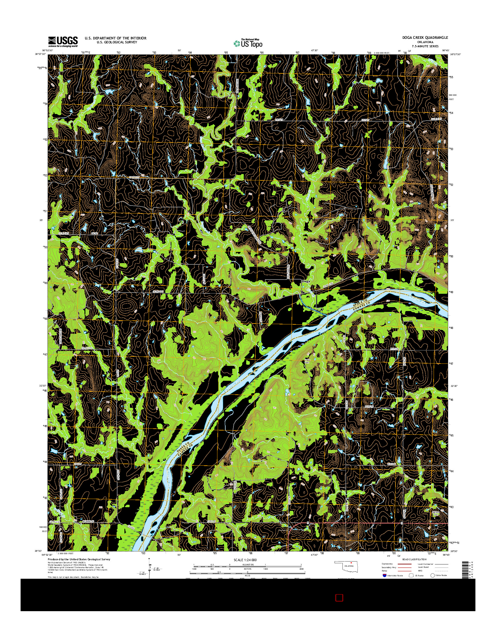 USGS US TOPO 7.5-MINUTE MAP FOR DOGA CREEK, OK 2016