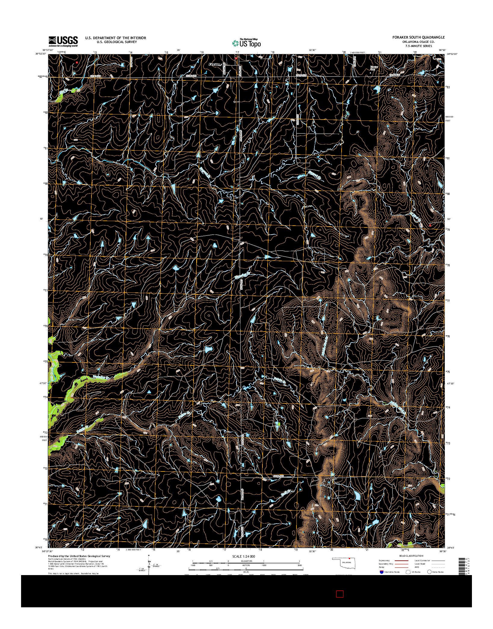 USGS US TOPO 7.5-MINUTE MAP FOR FORAKER SOUTH, OK 2016