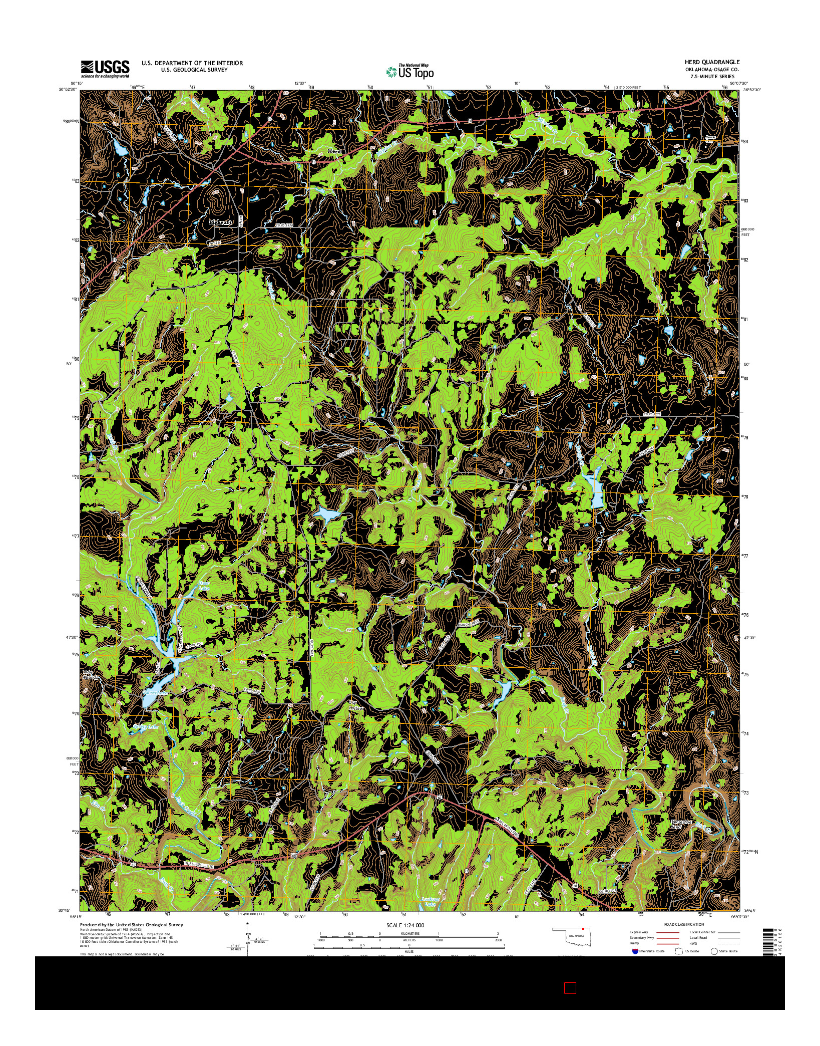 USGS US TOPO 7.5-MINUTE MAP FOR HERD, OK 2016