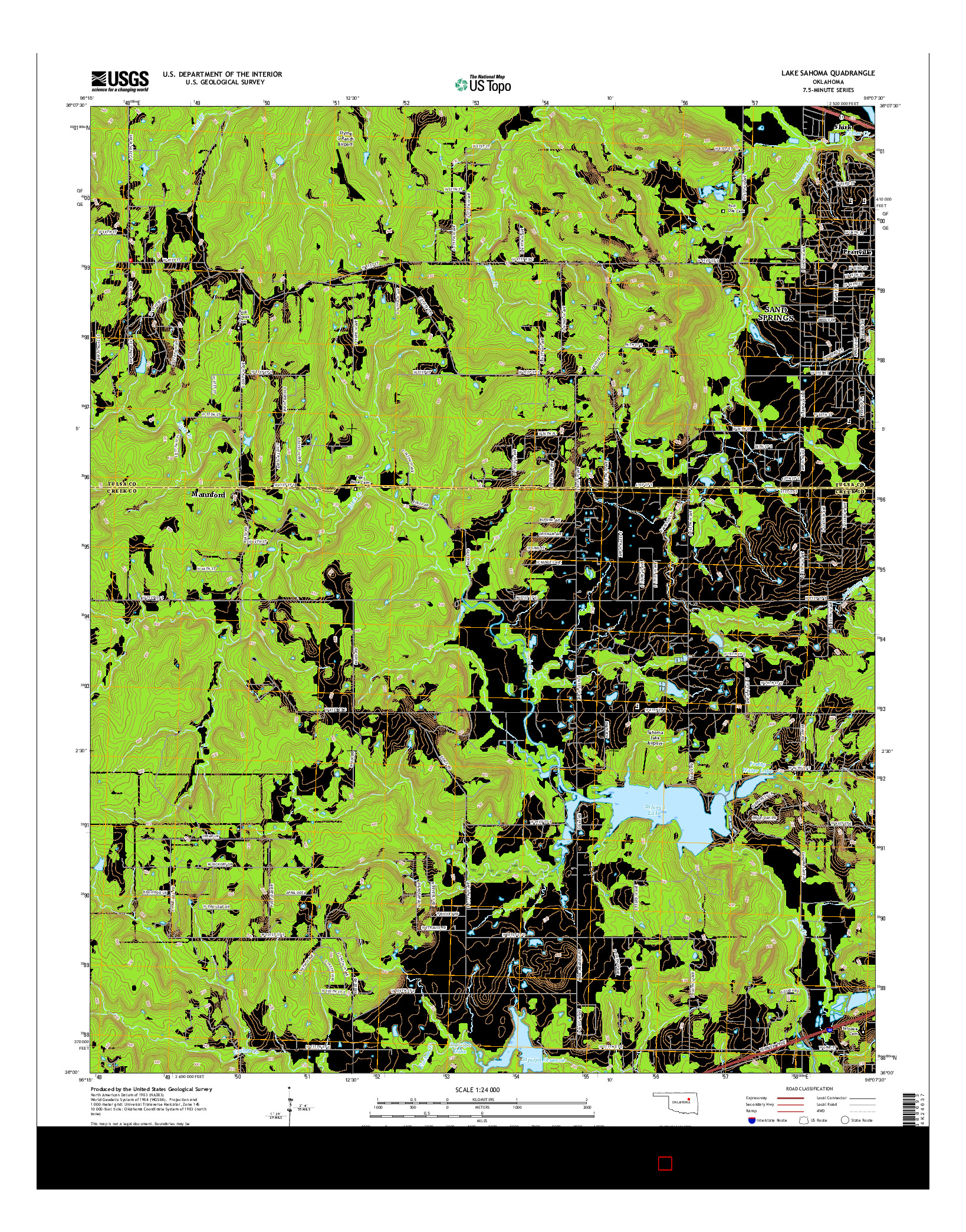 USGS US TOPO 7.5-MINUTE MAP FOR LAKE SAHOMA, OK 2016