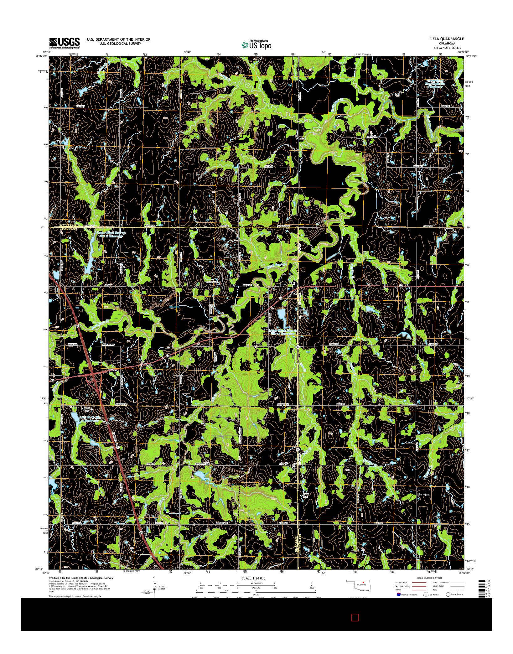 USGS US TOPO 7.5-MINUTE MAP FOR LELA, OK 2016