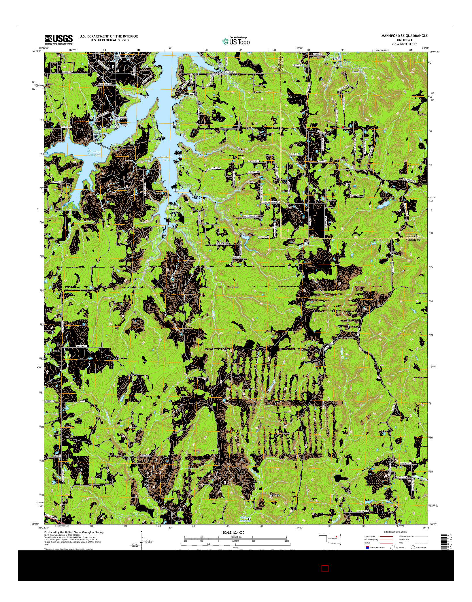 USGS US TOPO 7.5-MINUTE MAP FOR MANNFORD SE, OK 2016
