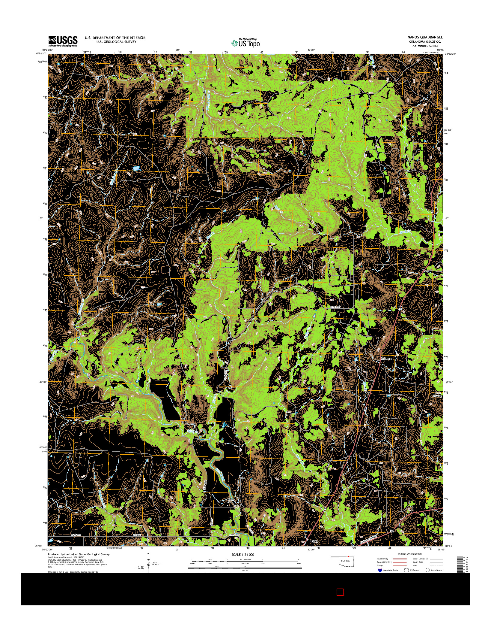 USGS US TOPO 7.5-MINUTE MAP FOR NANOS, OK 2016