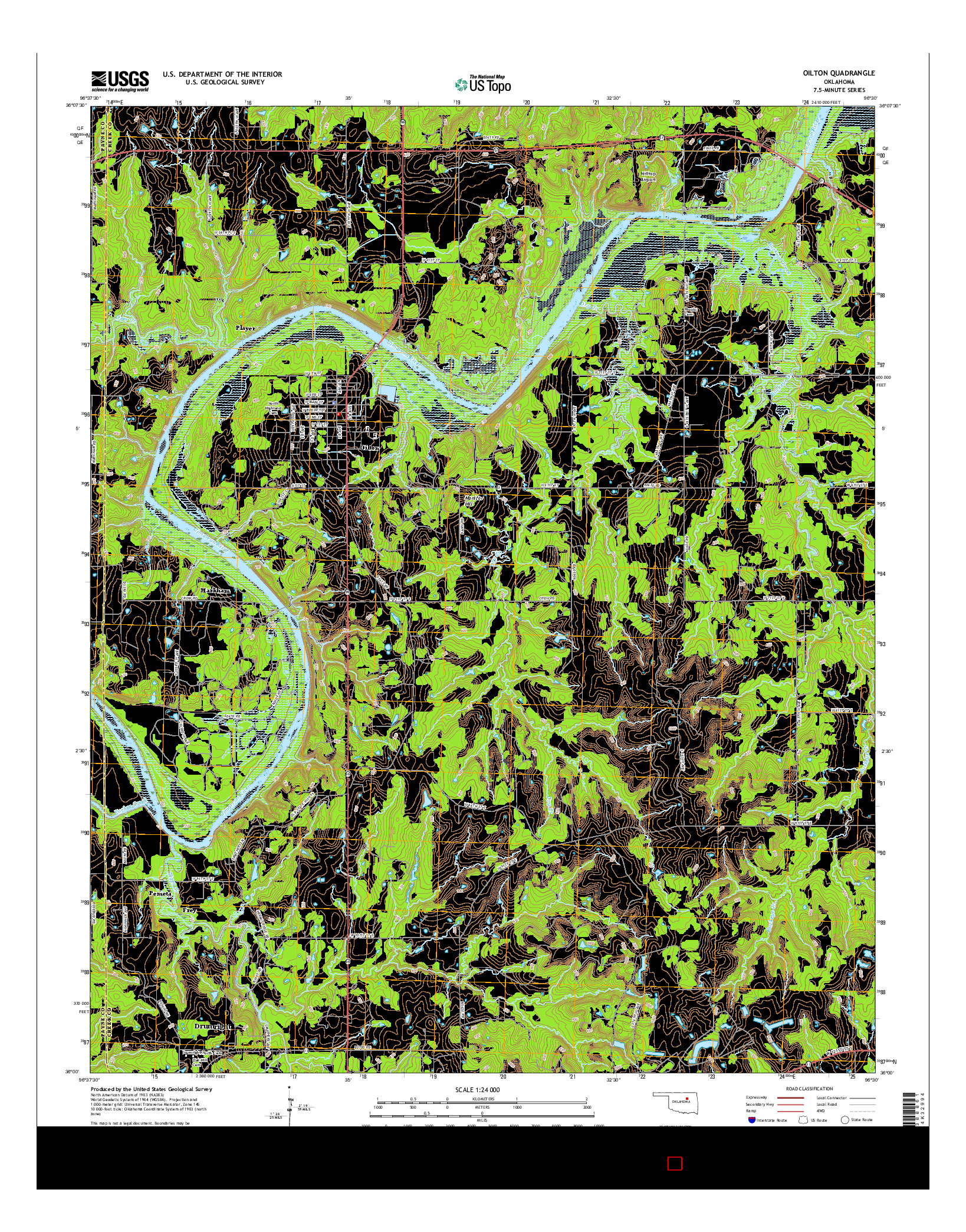 USGS US TOPO 7.5-MINUTE MAP FOR OILTON, OK 2016