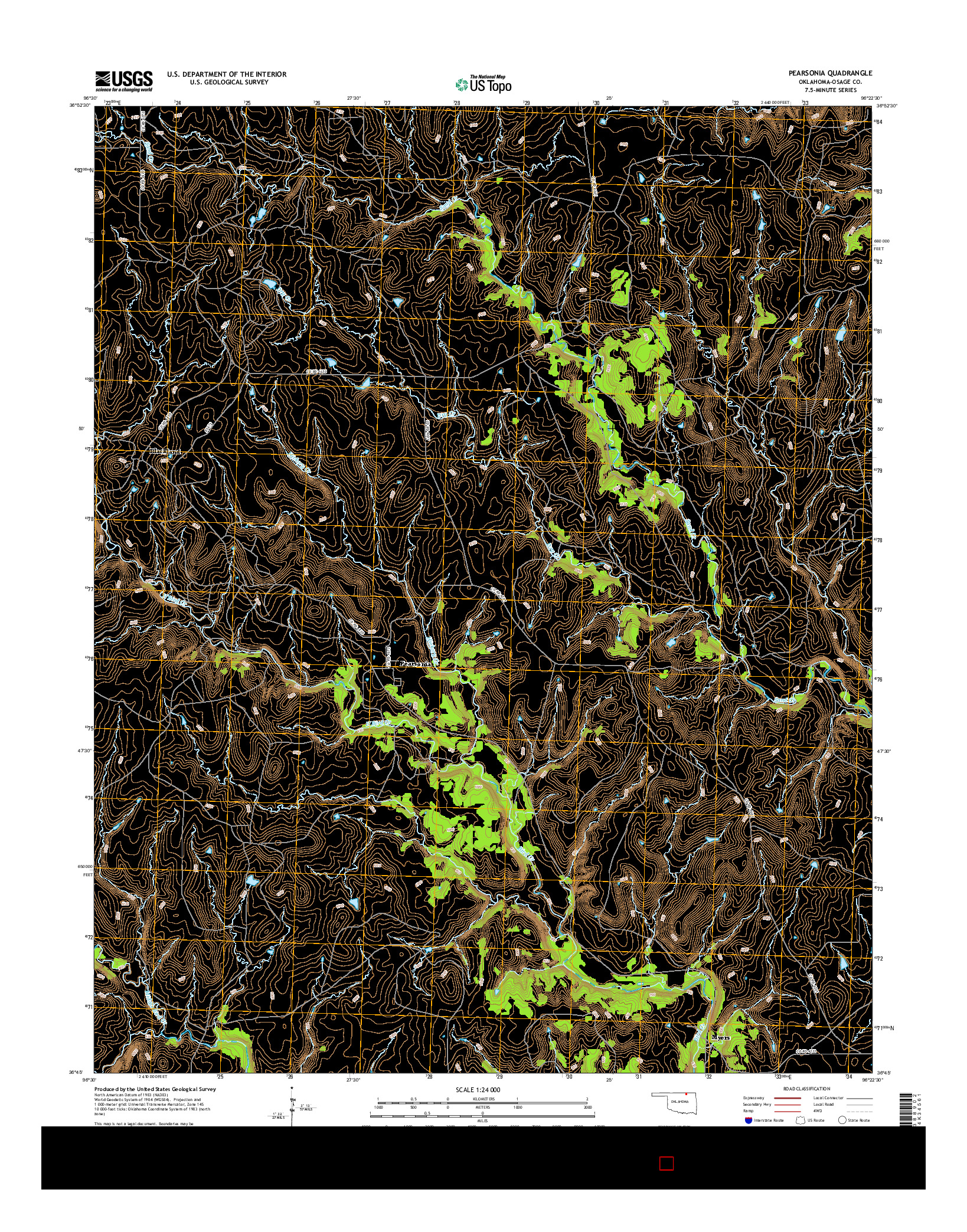 USGS US TOPO 7.5-MINUTE MAP FOR PEARSONIA, OK 2016