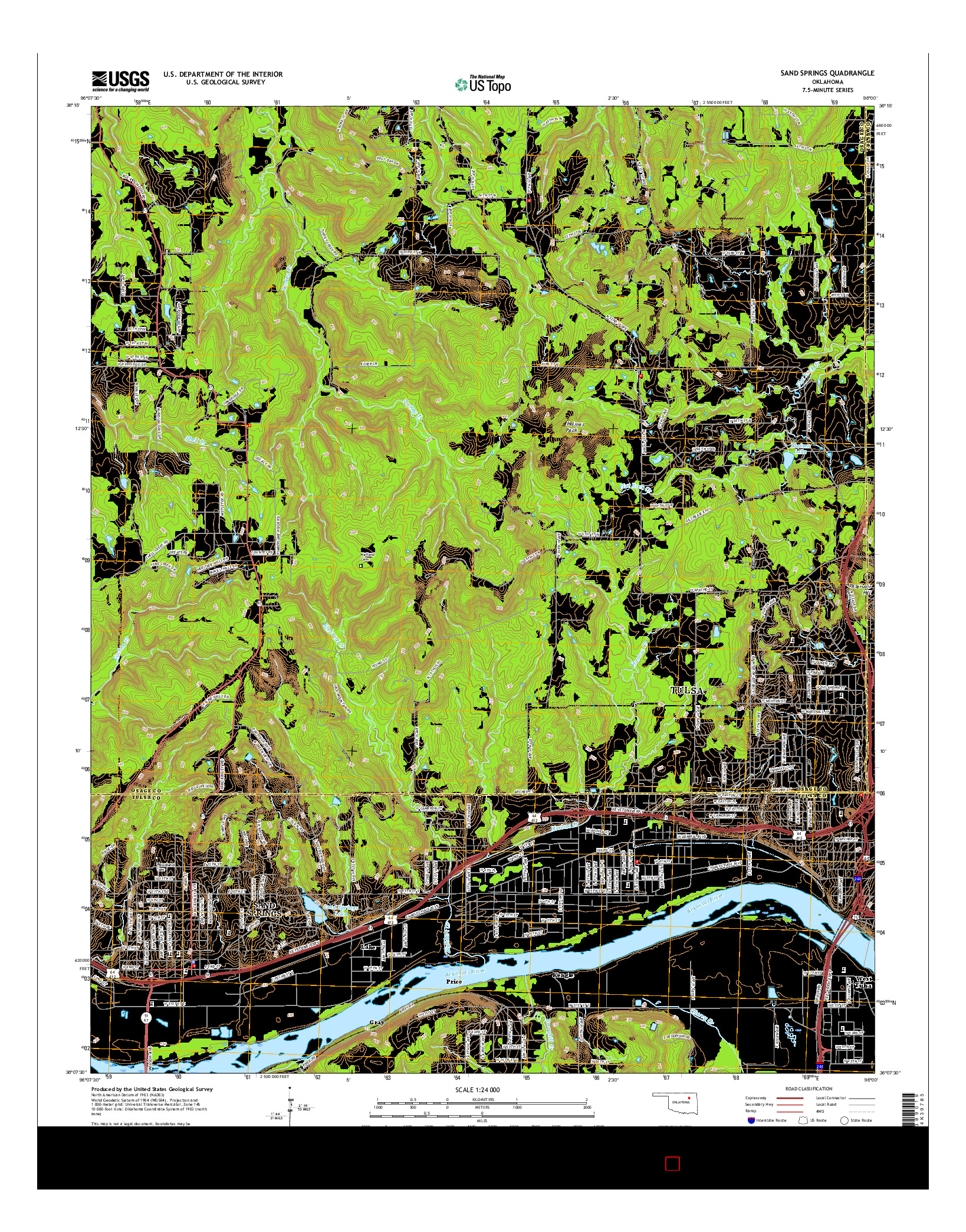 USGS US TOPO 7.5-MINUTE MAP FOR SAND SPRINGS, OK 2016
