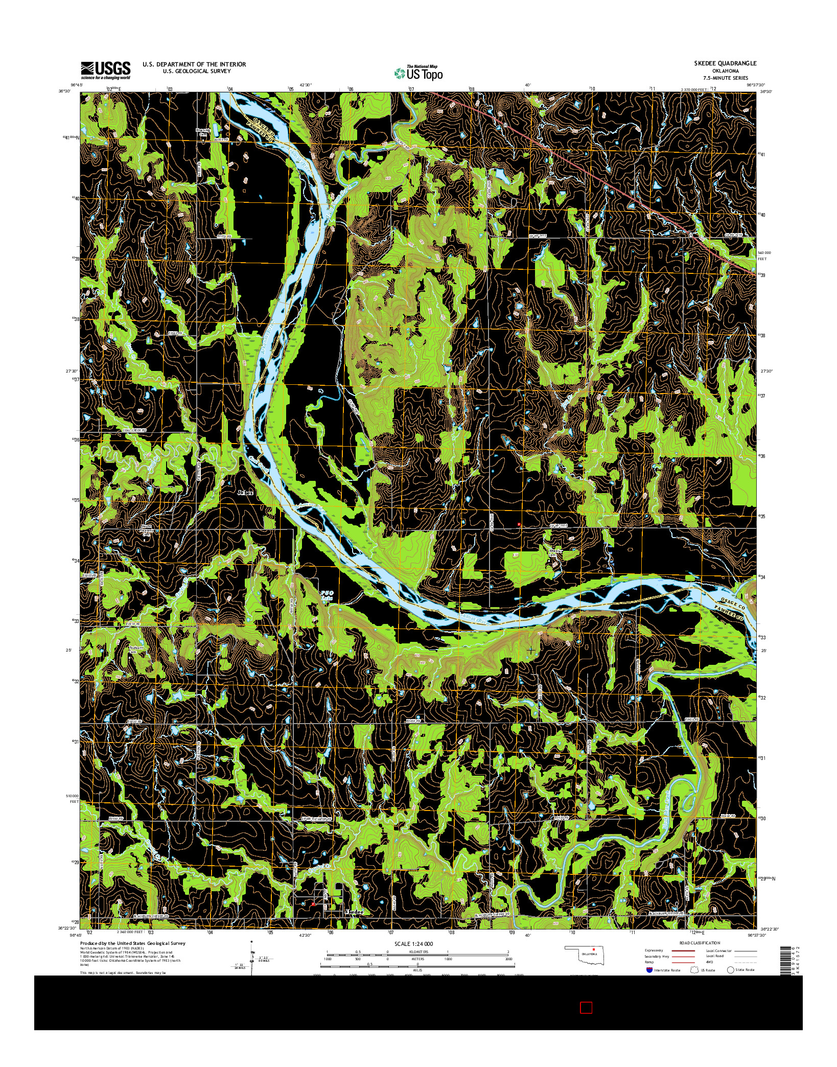 USGS US TOPO 7.5-MINUTE MAP FOR SKEDEE, OK 2016
