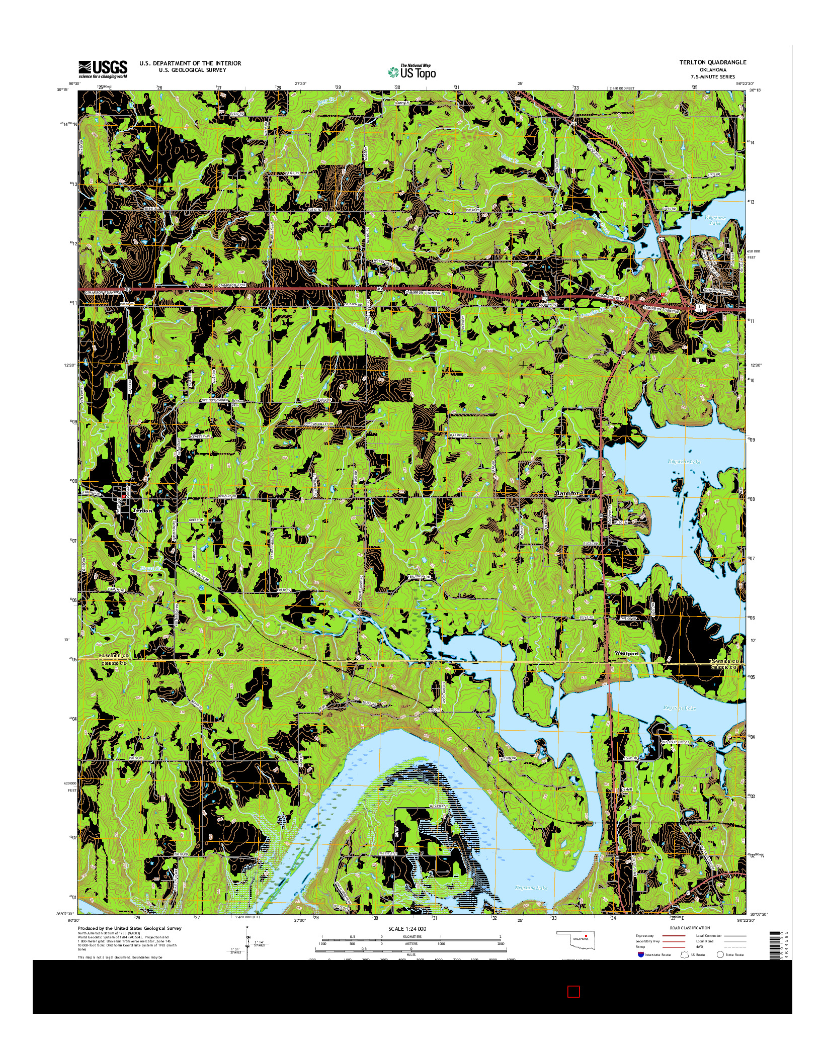 USGS US TOPO 7.5-MINUTE MAP FOR TERLTON, OK 2016