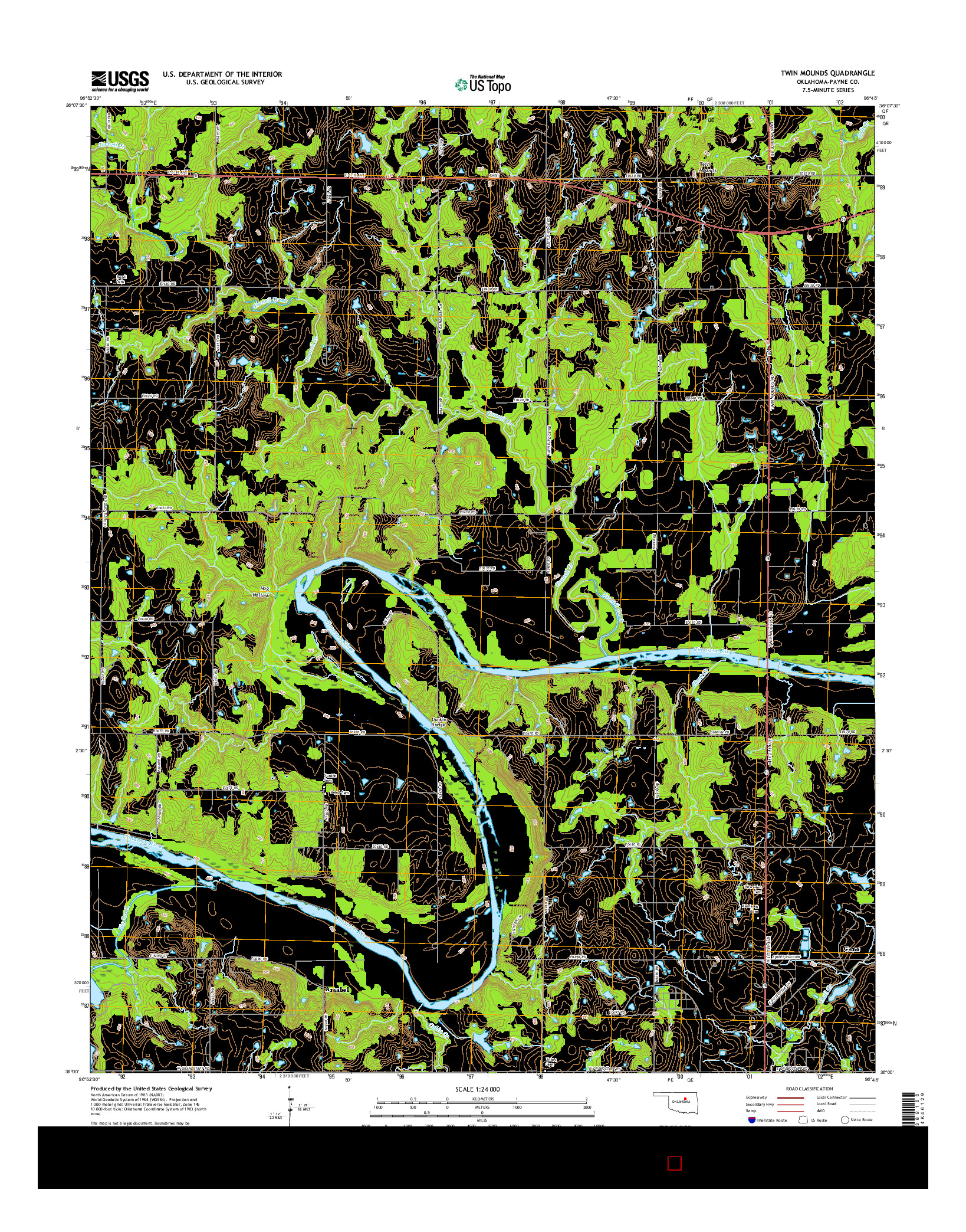 USGS US TOPO 7.5-MINUTE MAP FOR TWIN MOUNDS, OK 2016