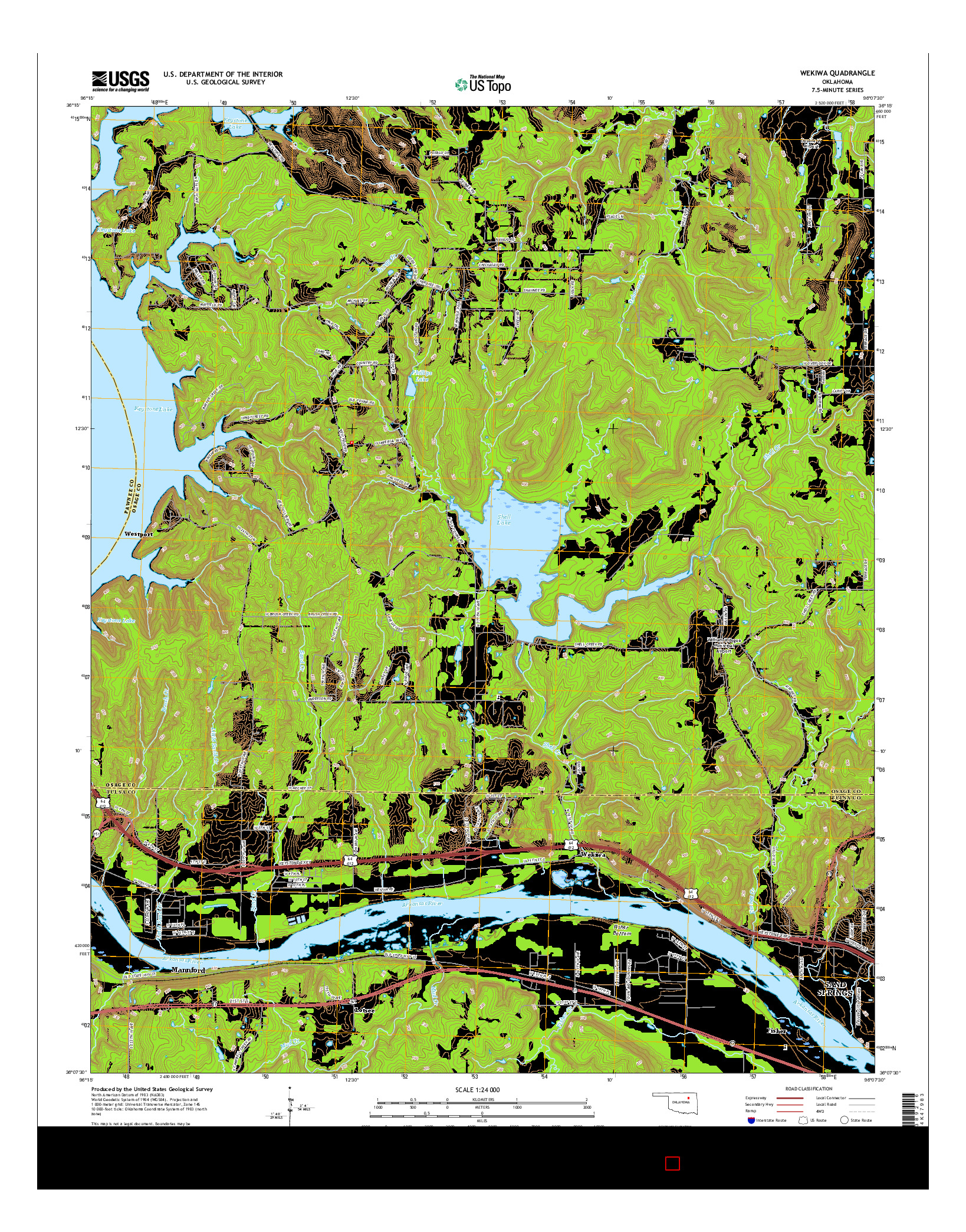USGS US TOPO 7.5-MINUTE MAP FOR WEKIWA, OK 2016