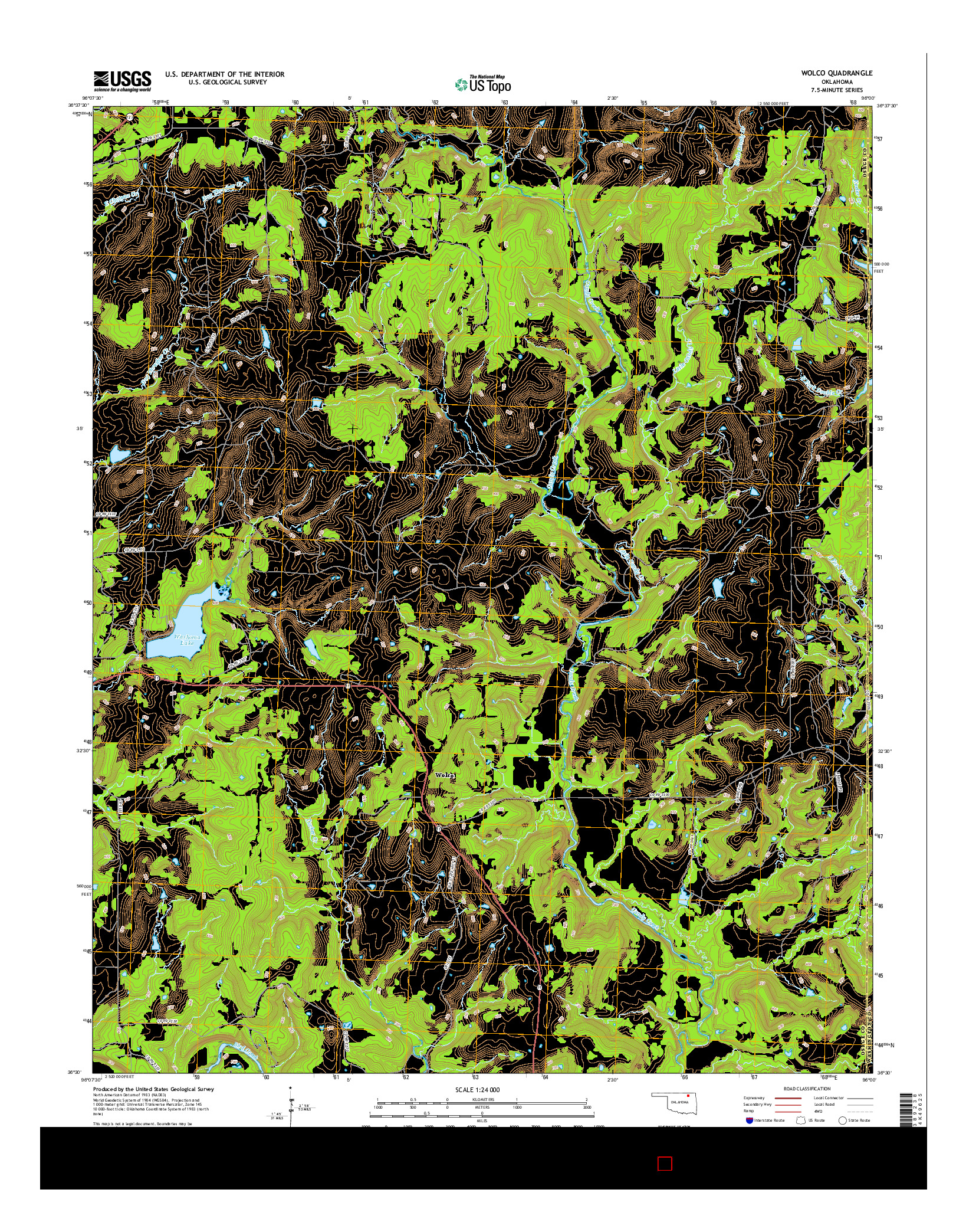 USGS US TOPO 7.5-MINUTE MAP FOR WOLCO, OK 2016