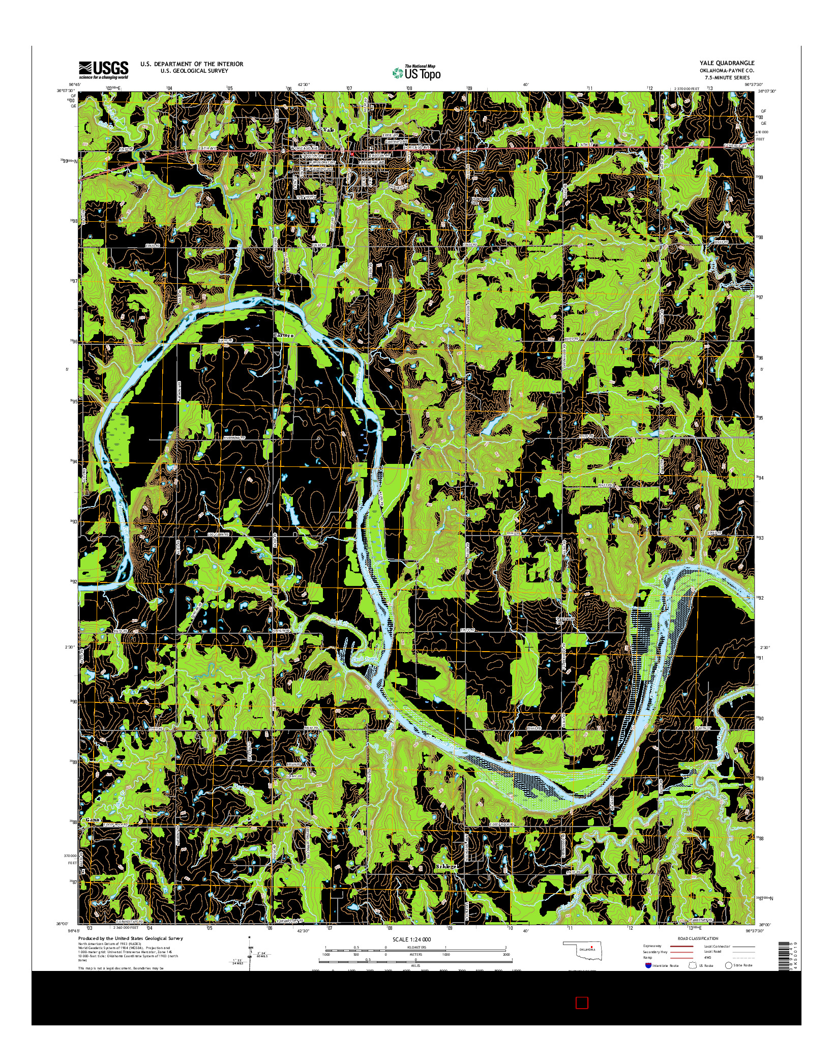 USGS US TOPO 7.5-MINUTE MAP FOR YALE, OK 2016