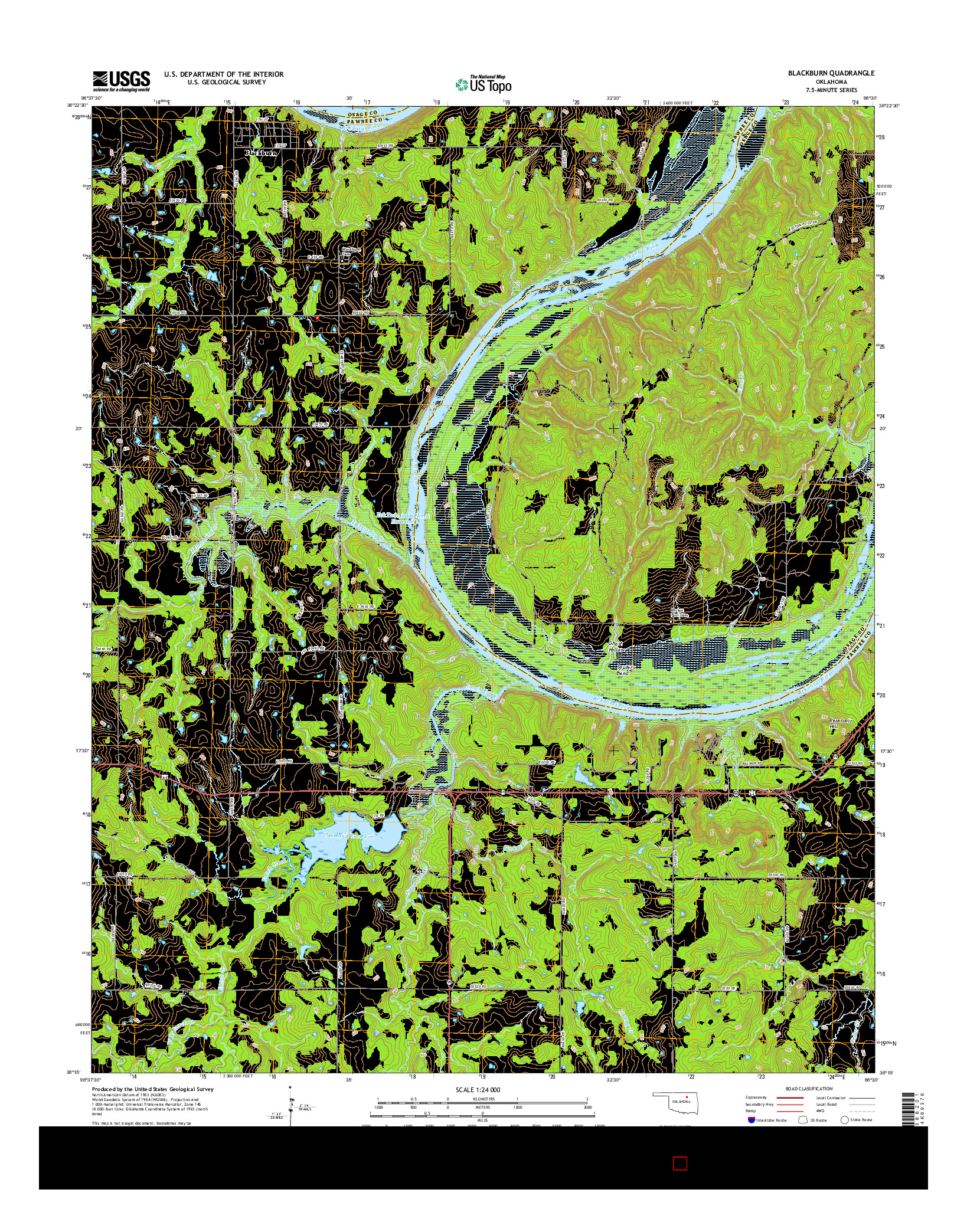 USGS US TOPO 7.5-MINUTE MAP FOR BLACKBURN, OK 2016