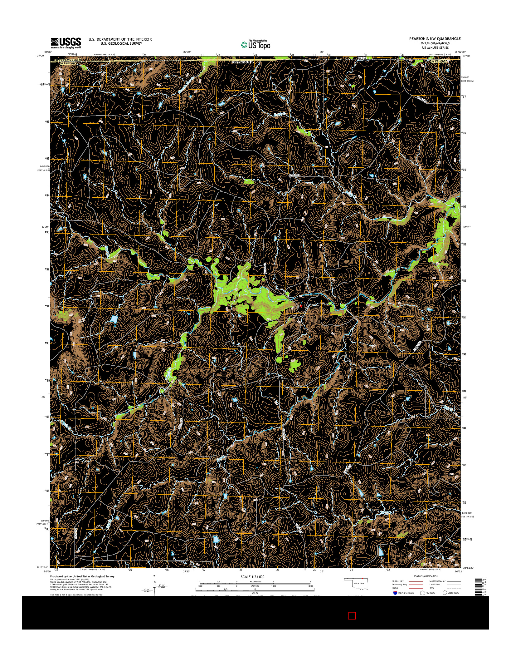 USGS US TOPO 7.5-MINUTE MAP FOR PEARSONIA NW, OK-KS 2016