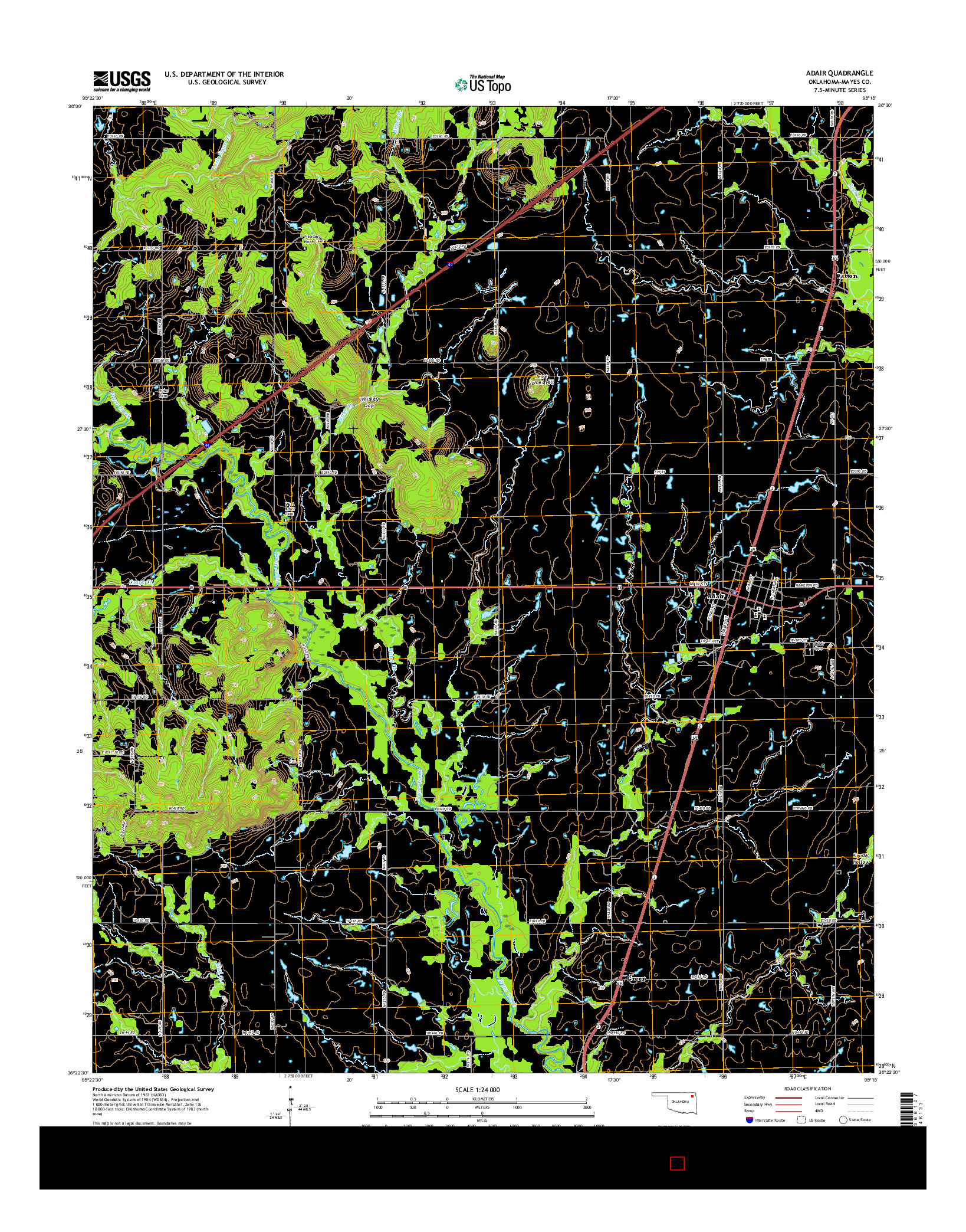 USGS US TOPO 7.5-MINUTE MAP FOR ADAIR, OK 2016