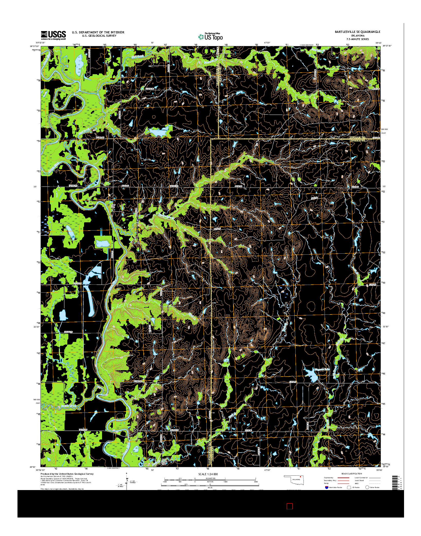 USGS US TOPO 7.5-MINUTE MAP FOR BARTLESVILLE SE, OK 2016