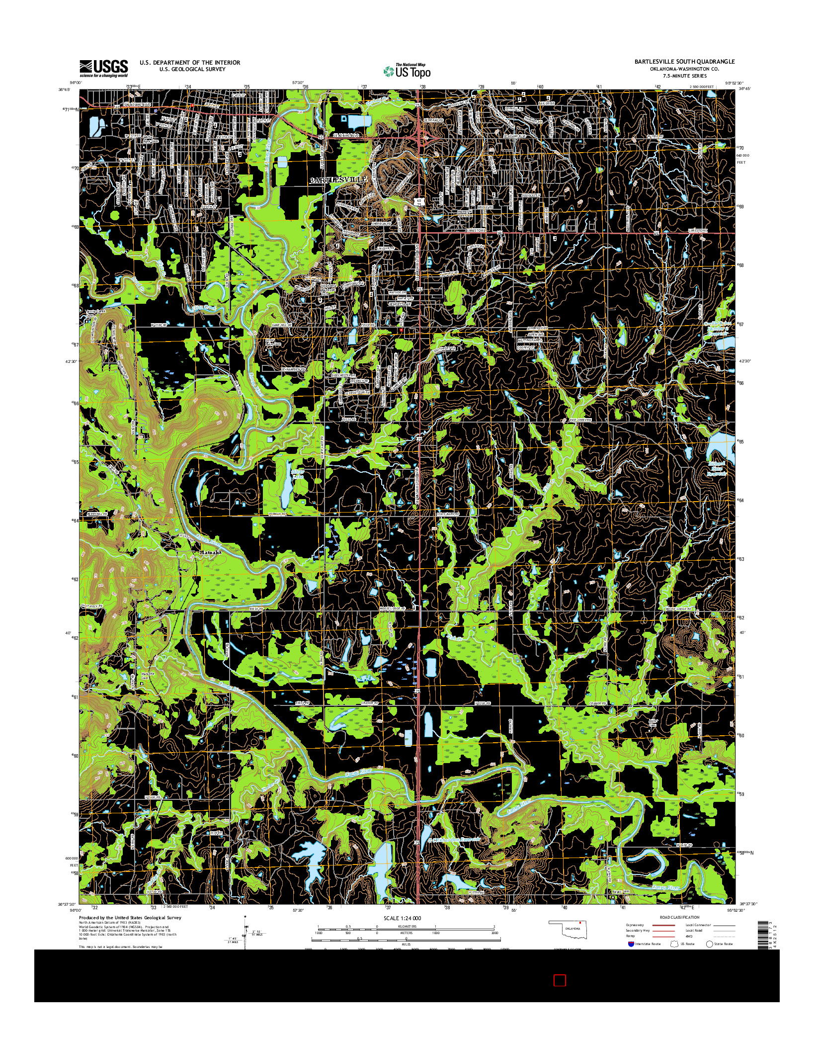 USGS US TOPO 7.5-MINUTE MAP FOR BARTLESVILLE SOUTH, OK 2016