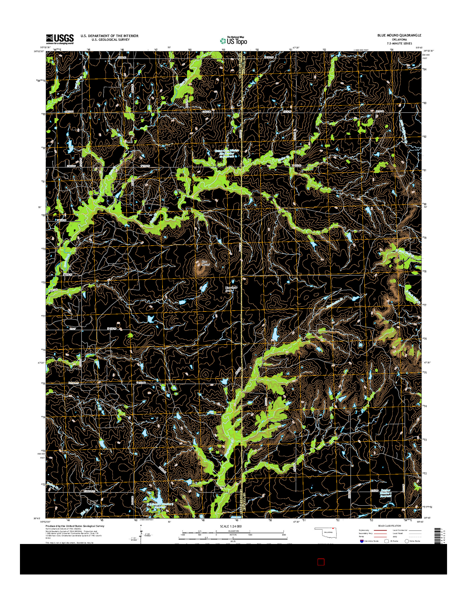 USGS US TOPO 7.5-MINUTE MAP FOR BLUE MOUND, OK 2016