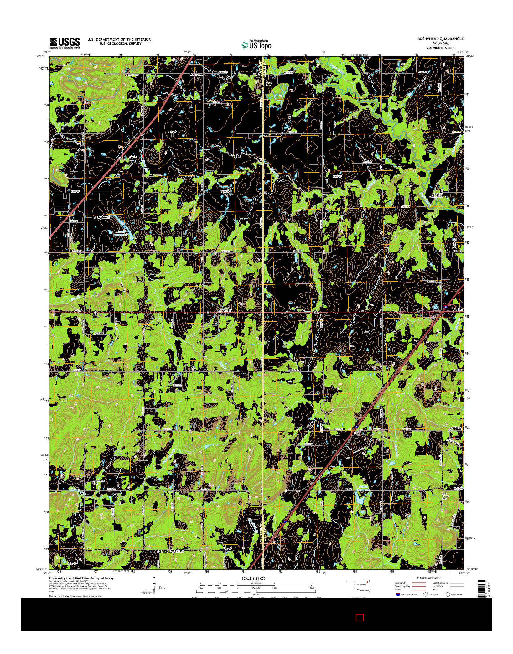 USGS US TOPO 7.5-MINUTE MAP FOR BUSHYHEAD, OK 2016