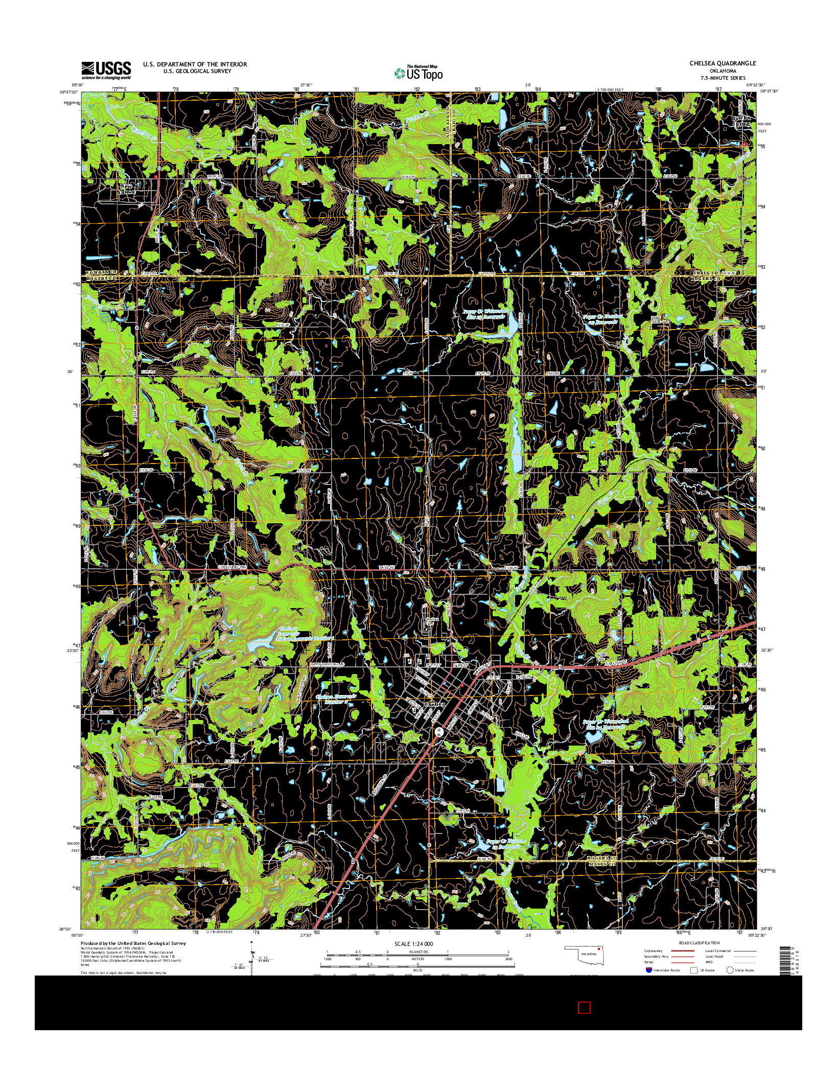 USGS US TOPO 7.5-MINUTE MAP FOR CHELSEA, OK 2016