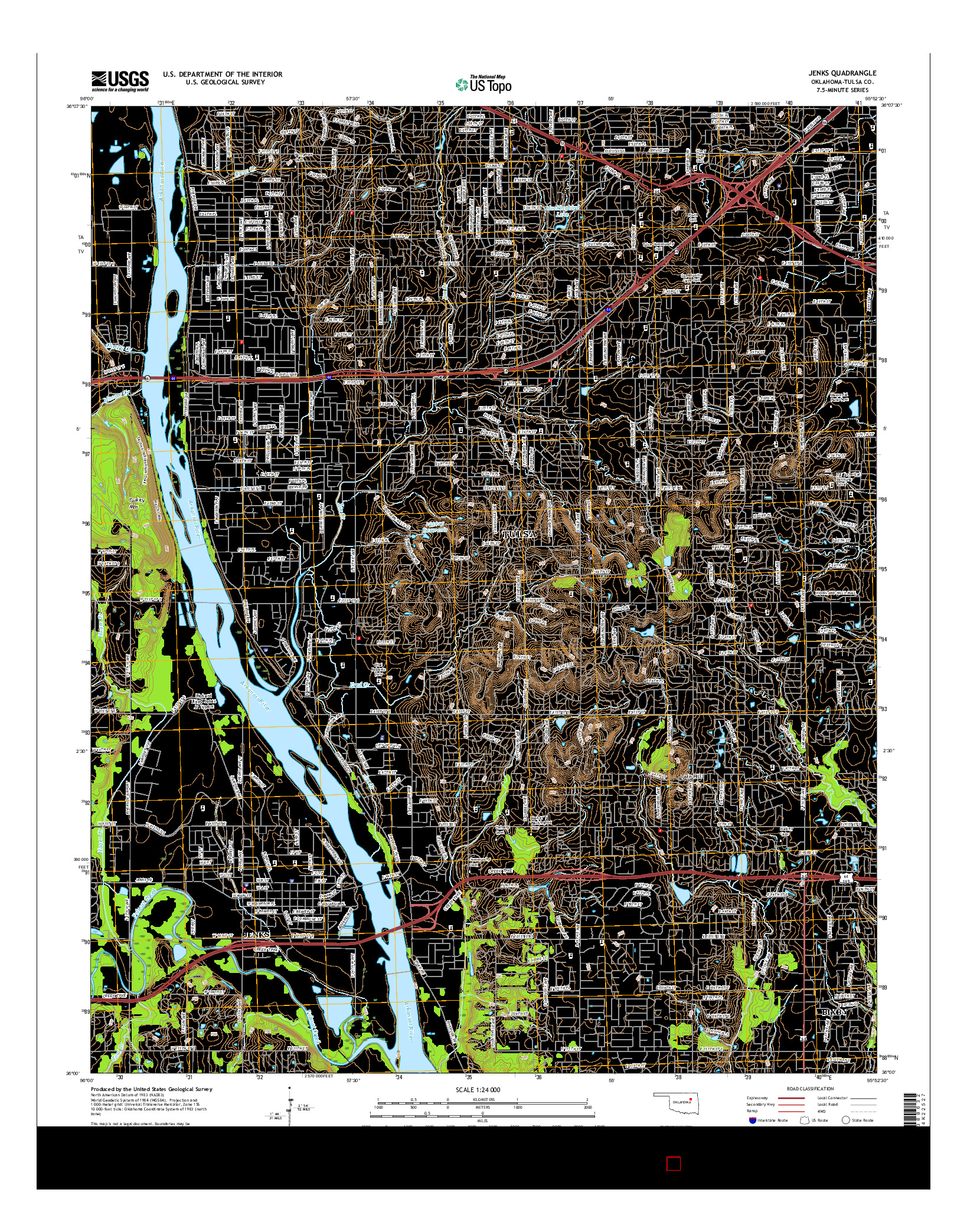 USGS US TOPO 7.5-MINUTE MAP FOR JENKS, OK 2016