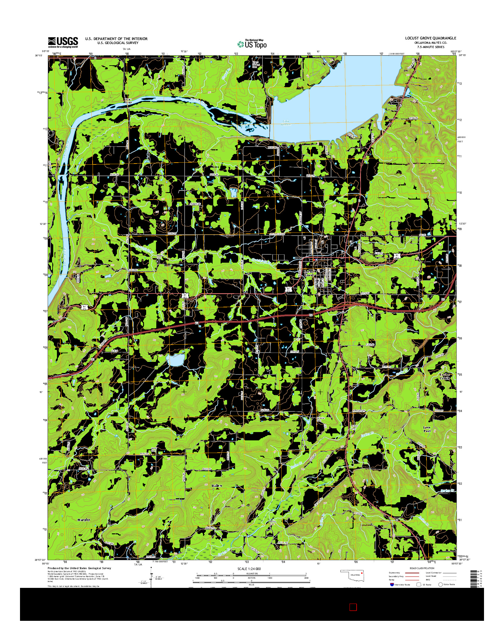 USGS US TOPO 7.5-MINUTE MAP FOR LOCUST GROVE, OK 2016