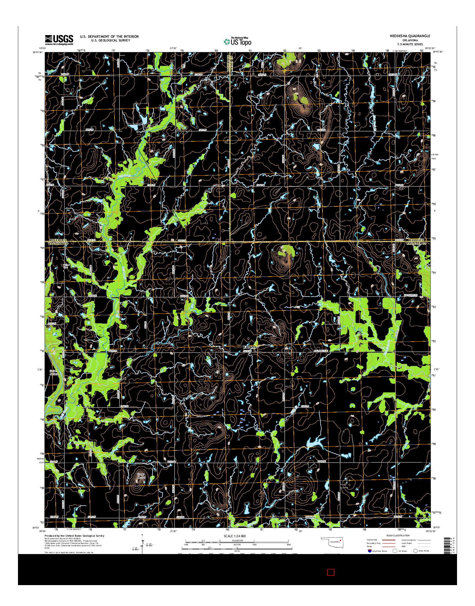 USGS US TOPO 7.5-MINUTE MAP FOR NEODESHA, OK 2016
