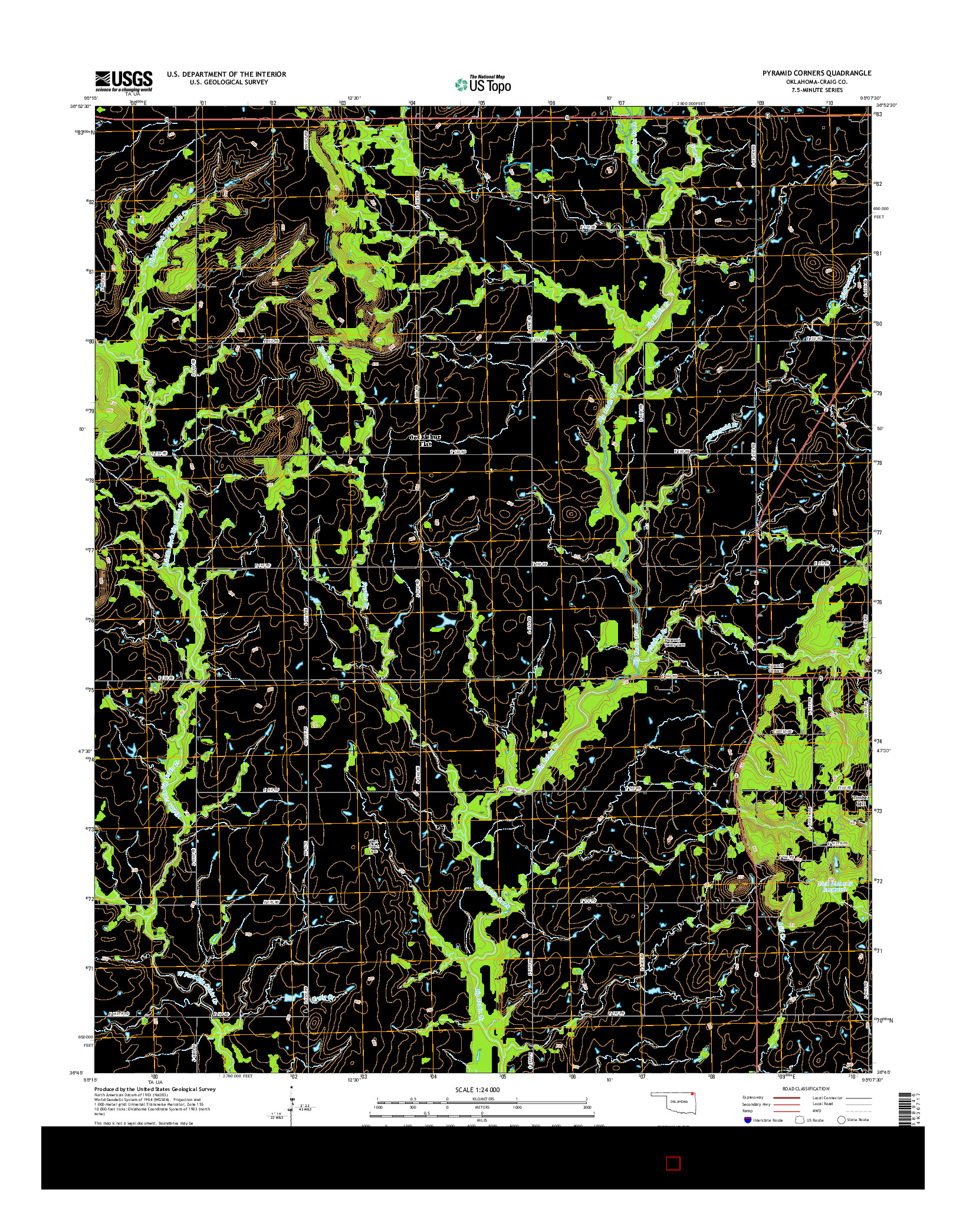 USGS US TOPO 7.5-MINUTE MAP FOR PYRAMID CORNERS, OK 2016