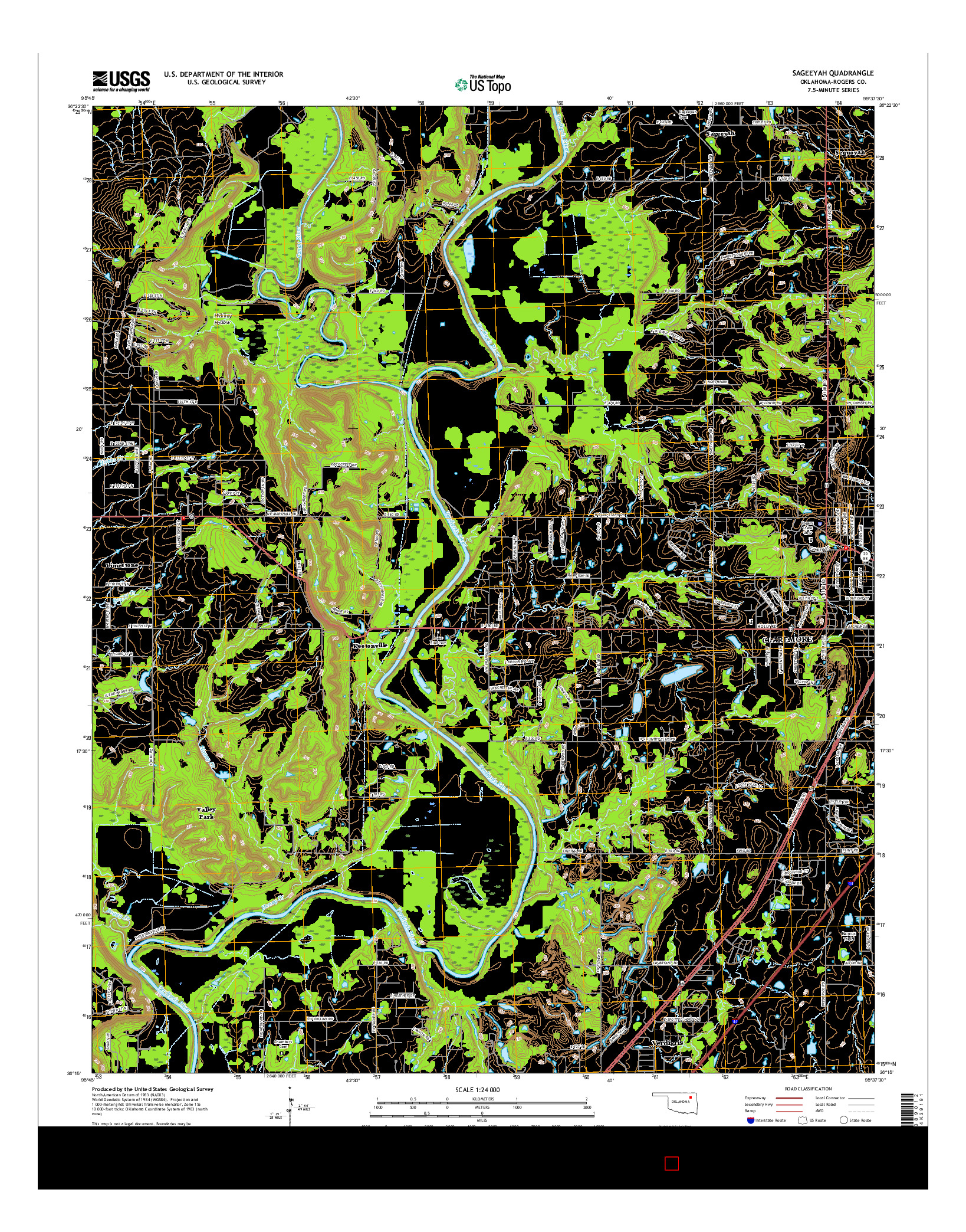 USGS US TOPO 7.5-MINUTE MAP FOR SAGEEYAH, OK 2016