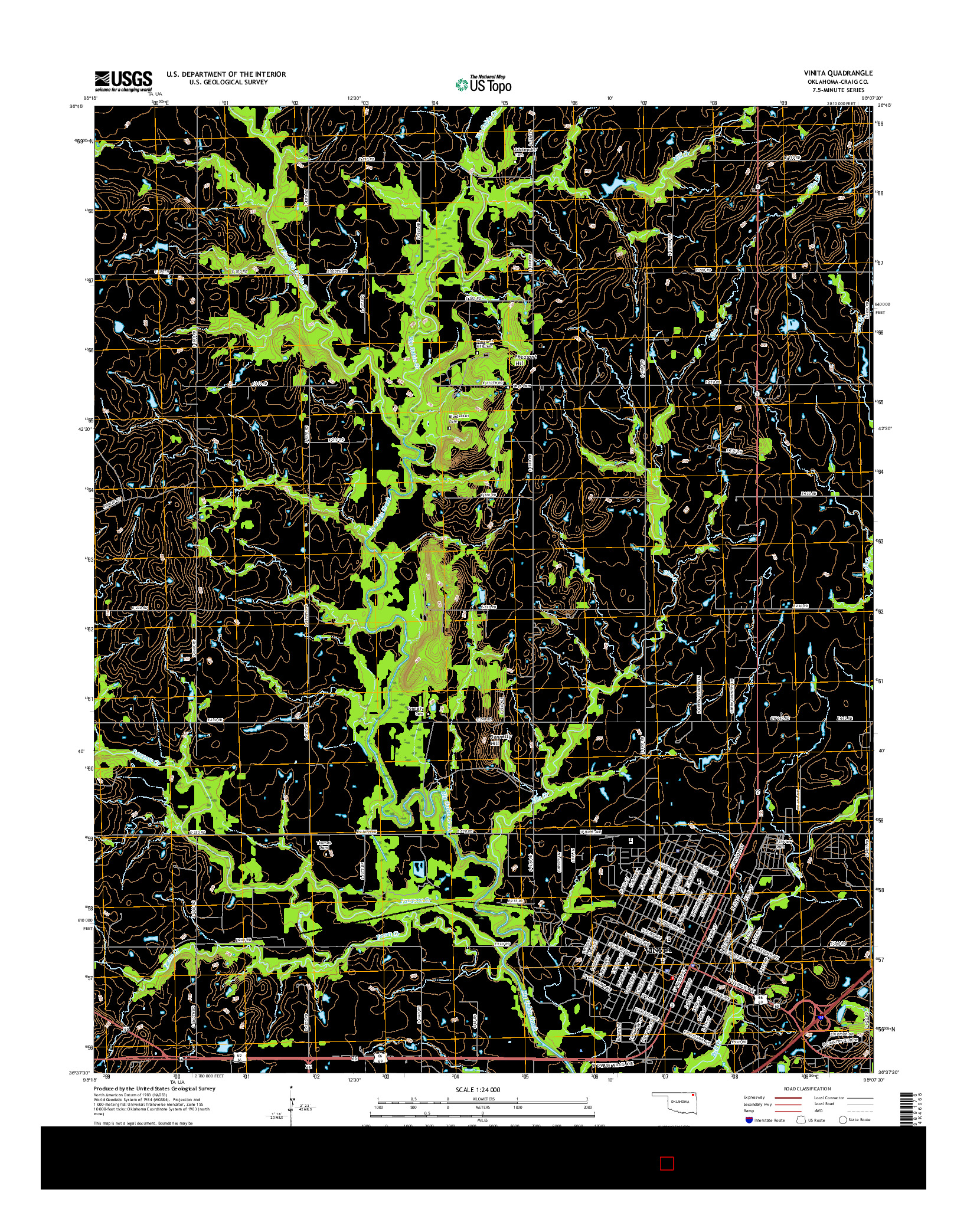 USGS US TOPO 7.5-MINUTE MAP FOR VINITA, OK 2016