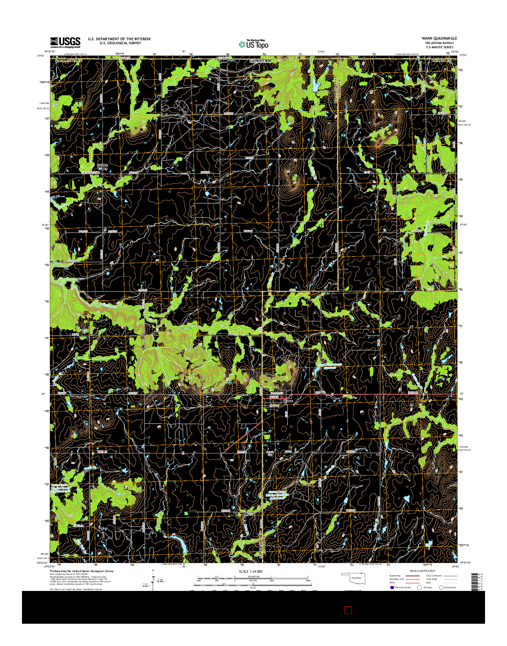 USGS US TOPO 7.5-MINUTE MAP FOR WANN, OK-KS 2016