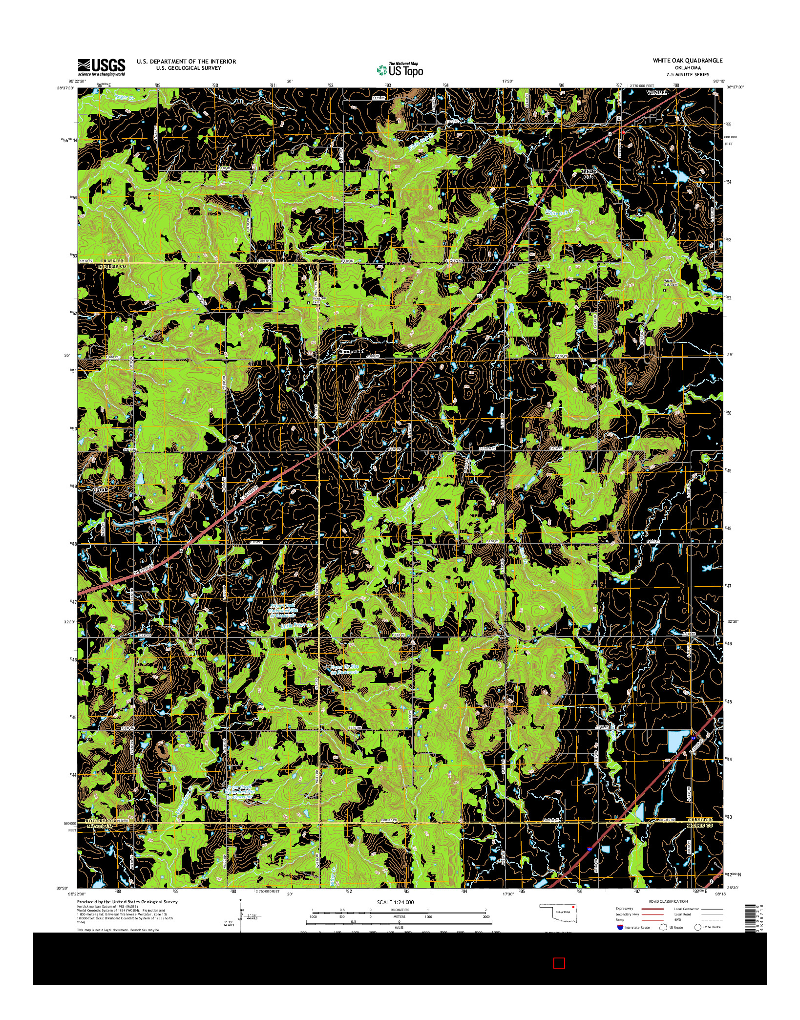 USGS US TOPO 7.5-MINUTE MAP FOR WHITE OAK, OK 2016