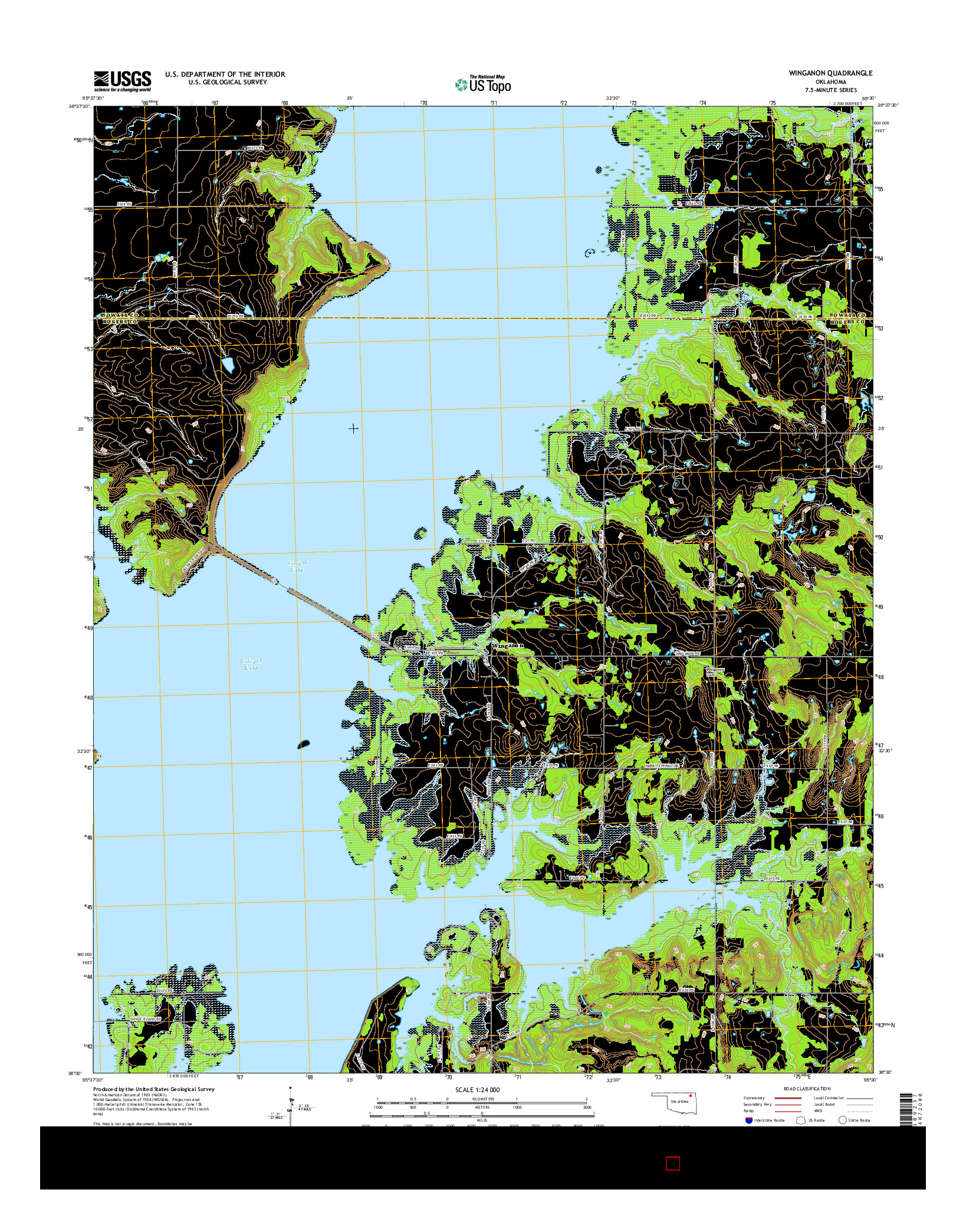 USGS US TOPO 7.5-MINUTE MAP FOR WINGANON, OK 2016