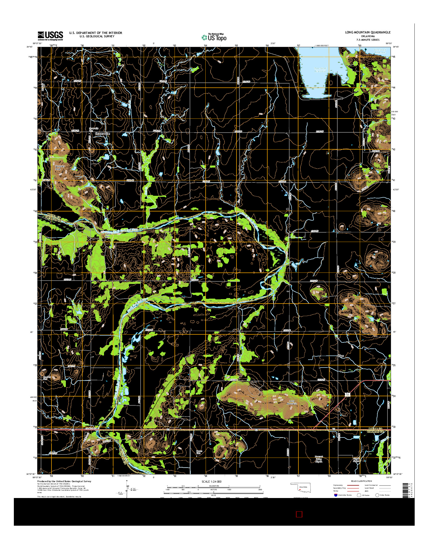 USGS US TOPO 7.5-MINUTE MAP FOR LONG MOUNTAIN, OK 2016