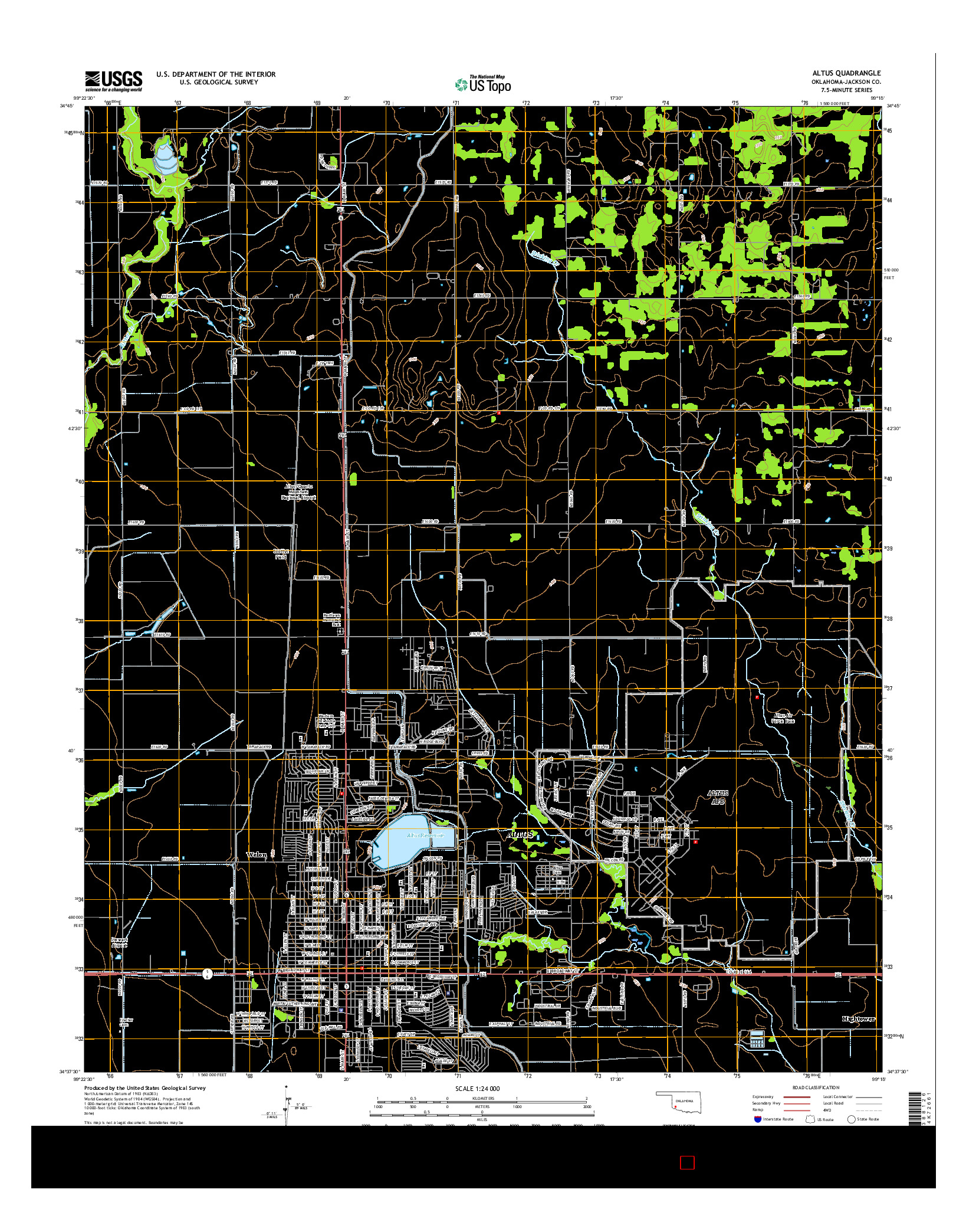 USGS US TOPO 7.5-MINUTE MAP FOR ALTUS, OK 2016