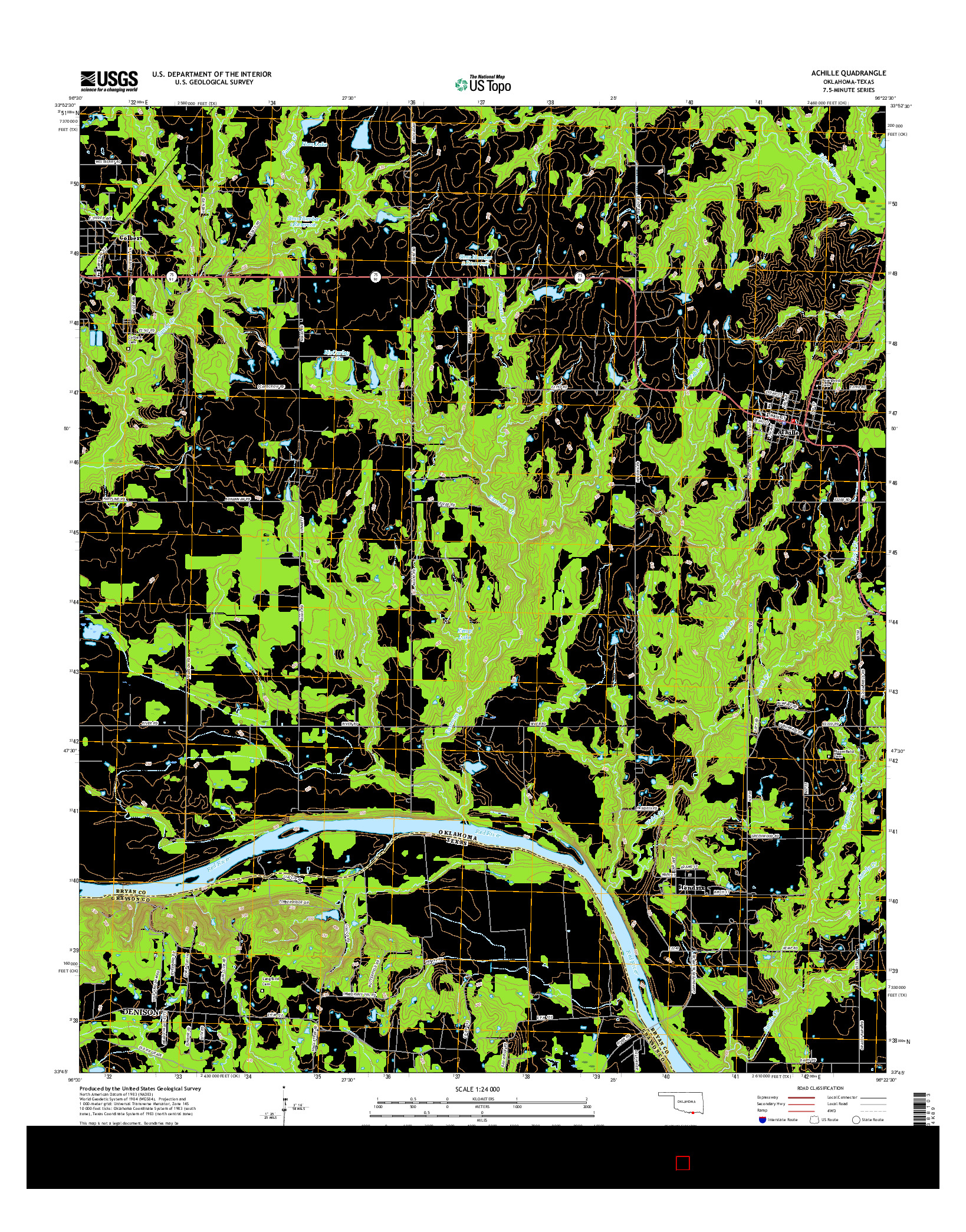 USGS US TOPO 7.5-MINUTE MAP FOR ACHILLE, OK-TX 2016