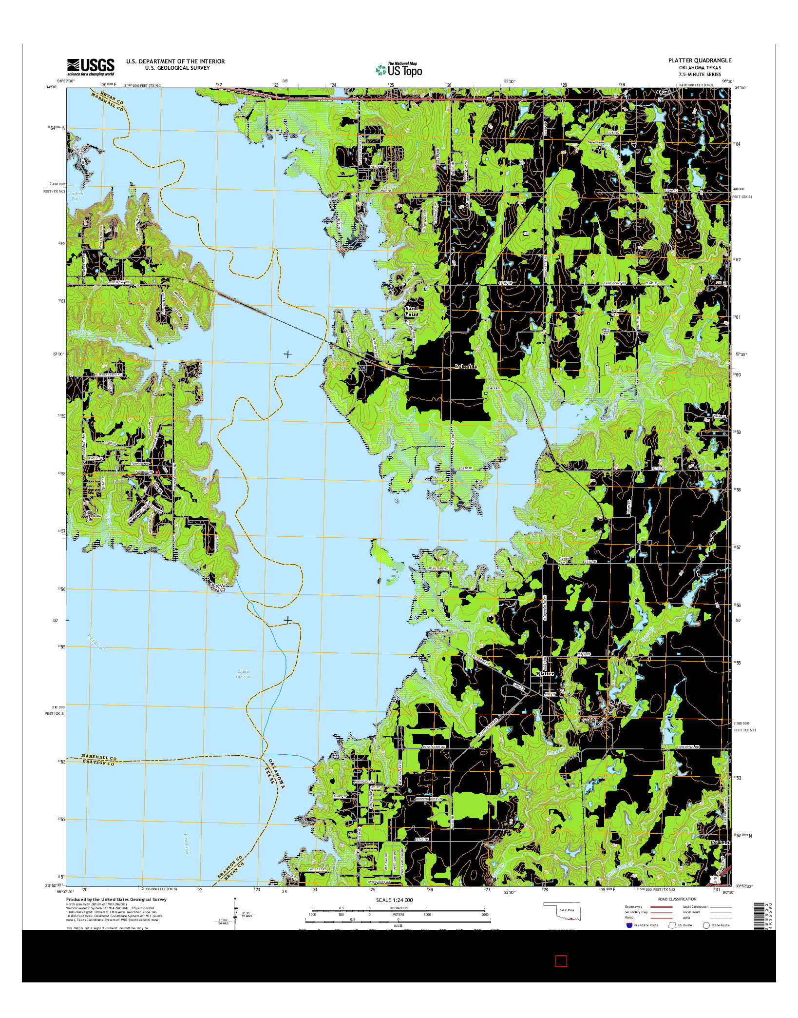 USGS US TOPO 7.5-MINUTE MAP FOR PLATTER, OK-TX 2016