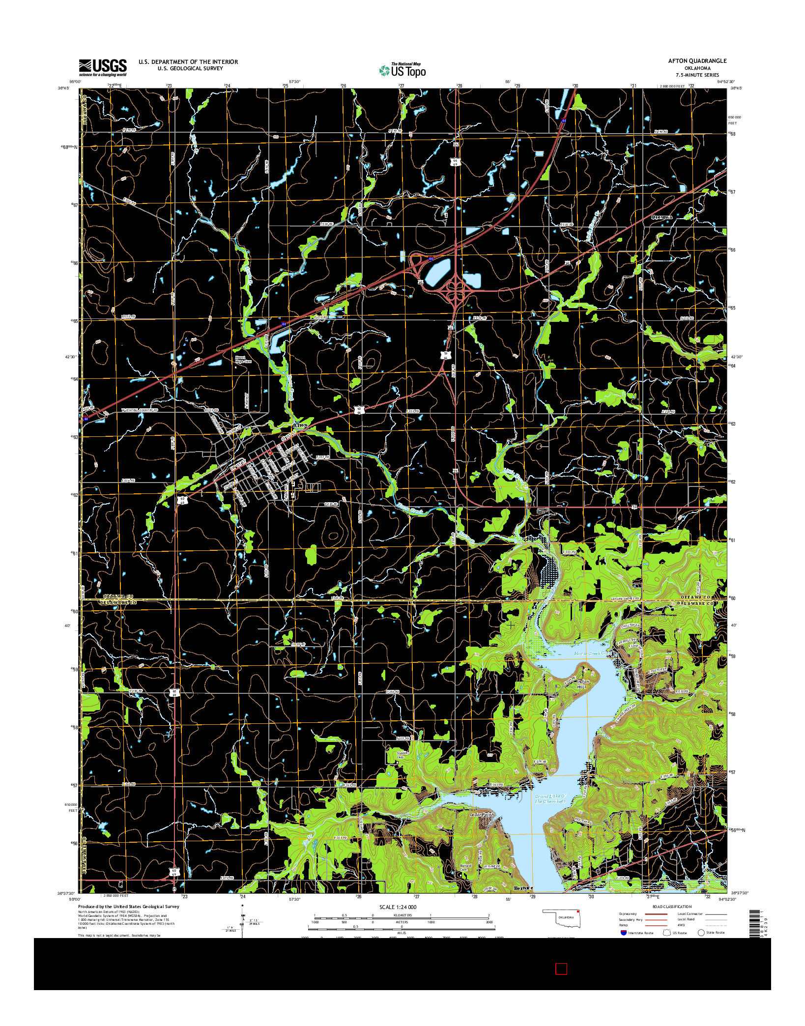 USGS US TOPO 7.5-MINUTE MAP FOR AFTON, OK 2016