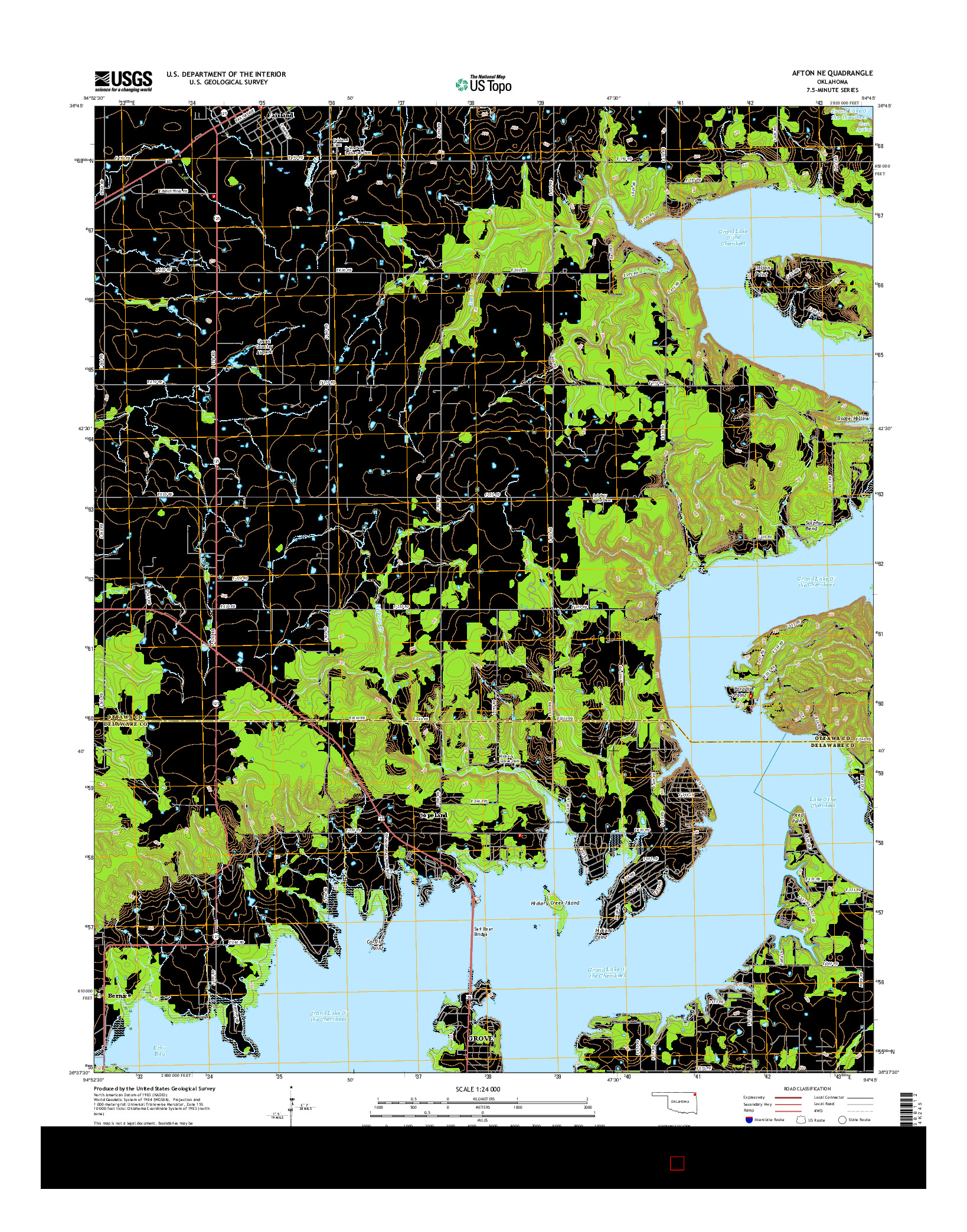 USGS US TOPO 7.5-MINUTE MAP FOR AFTON NE, OK 2016