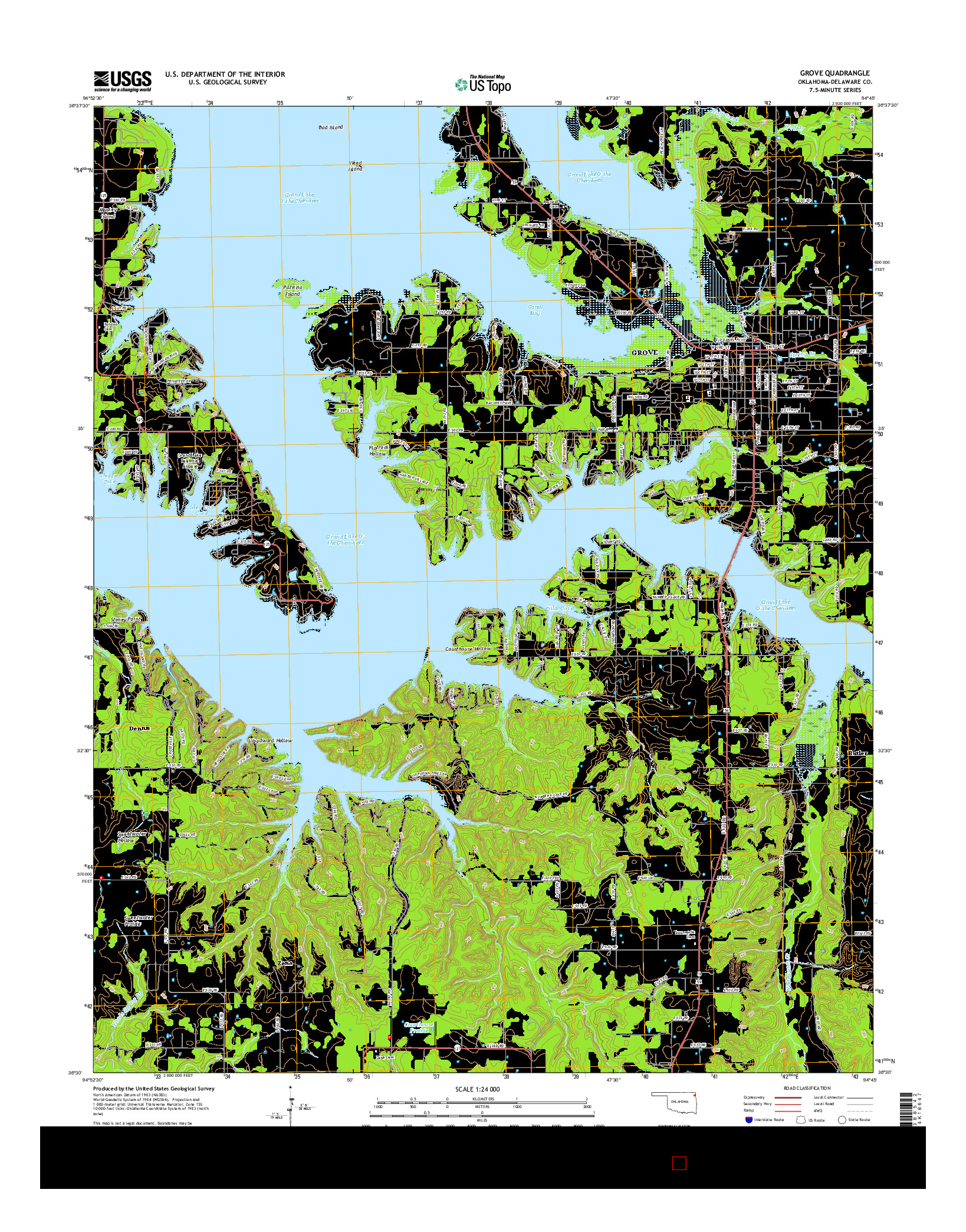 USGS US TOPO 7.5-MINUTE MAP FOR GROVE, OK 2016