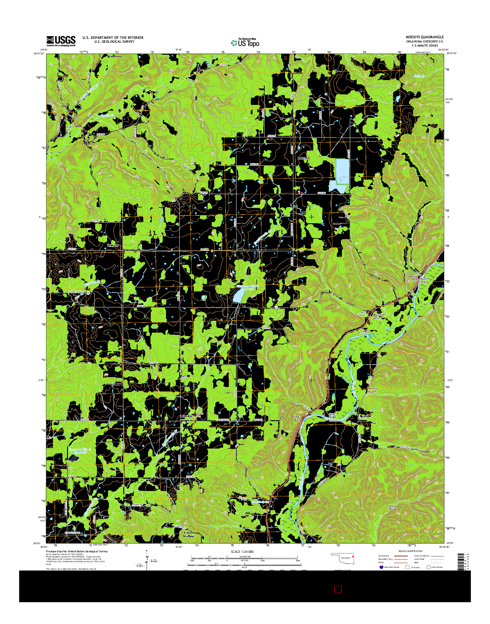 USGS US TOPO 7.5-MINUTE MAP FOR MOODYS, OK 2016